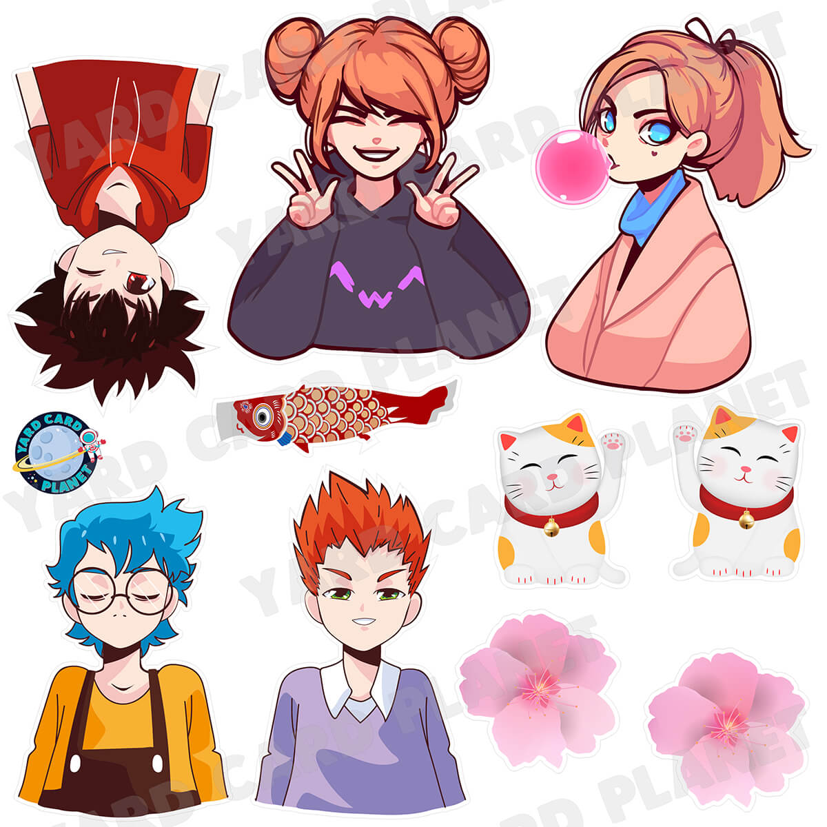 Anime Characters Half Sheet Yard Card Flair Set