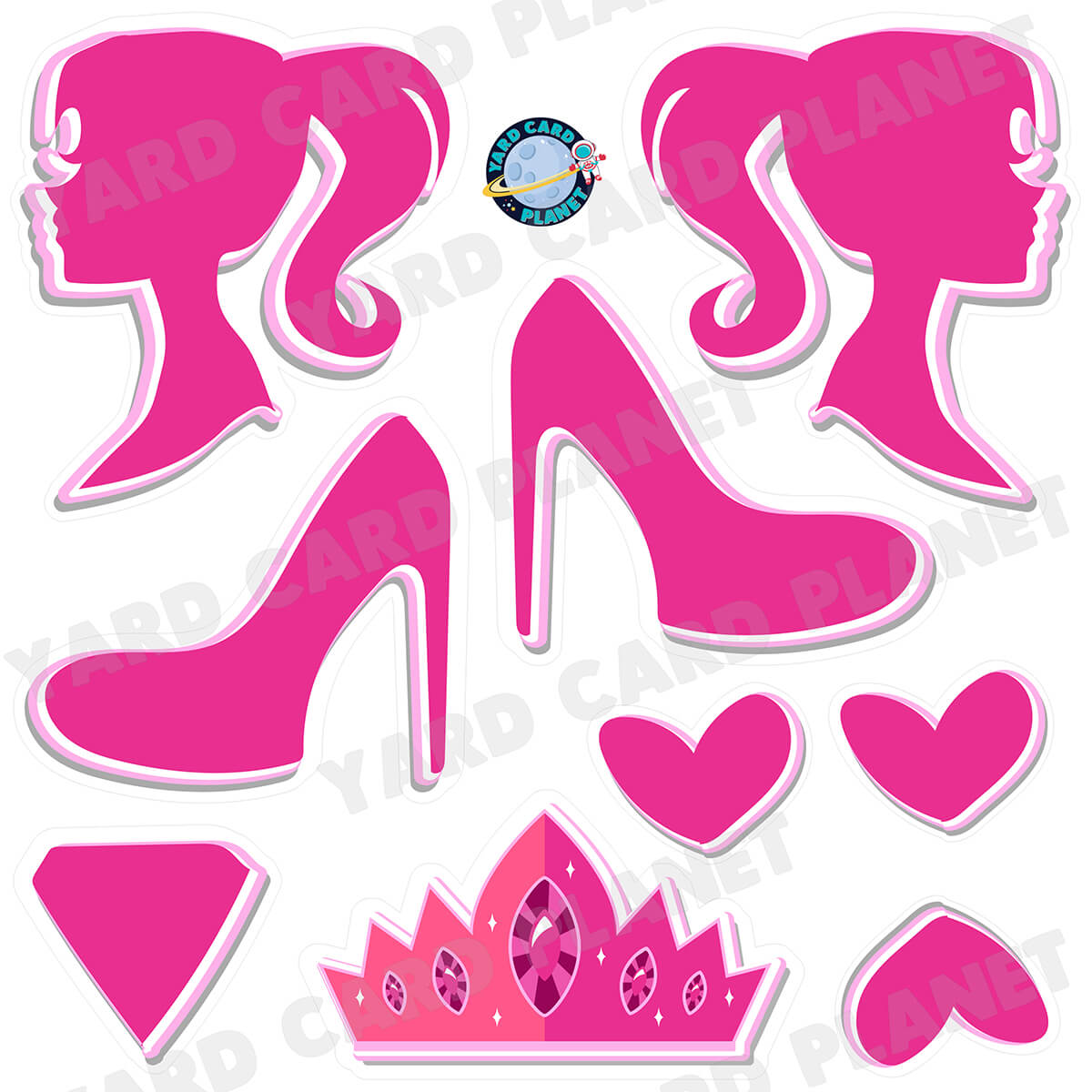 Beautiful Girl Half Sheet Yard Card Flair Set