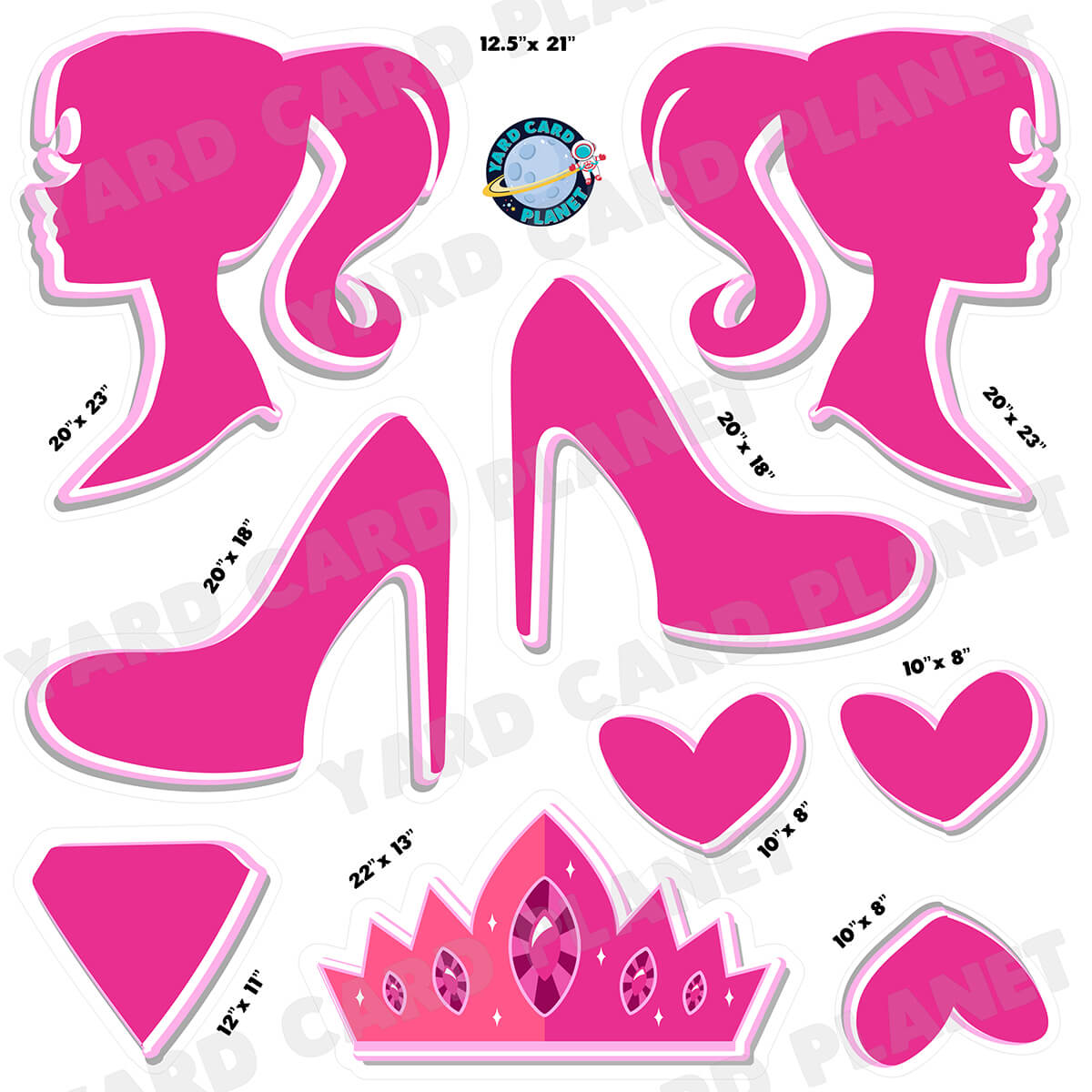 Beautiful Girl Half Sheet Yard Card Flair Set