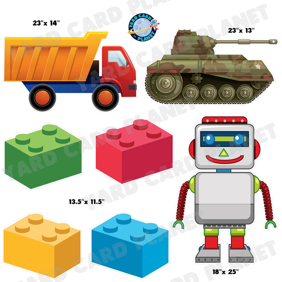 Boys Favorite Toys Half Sheet Yard Card Flair Set