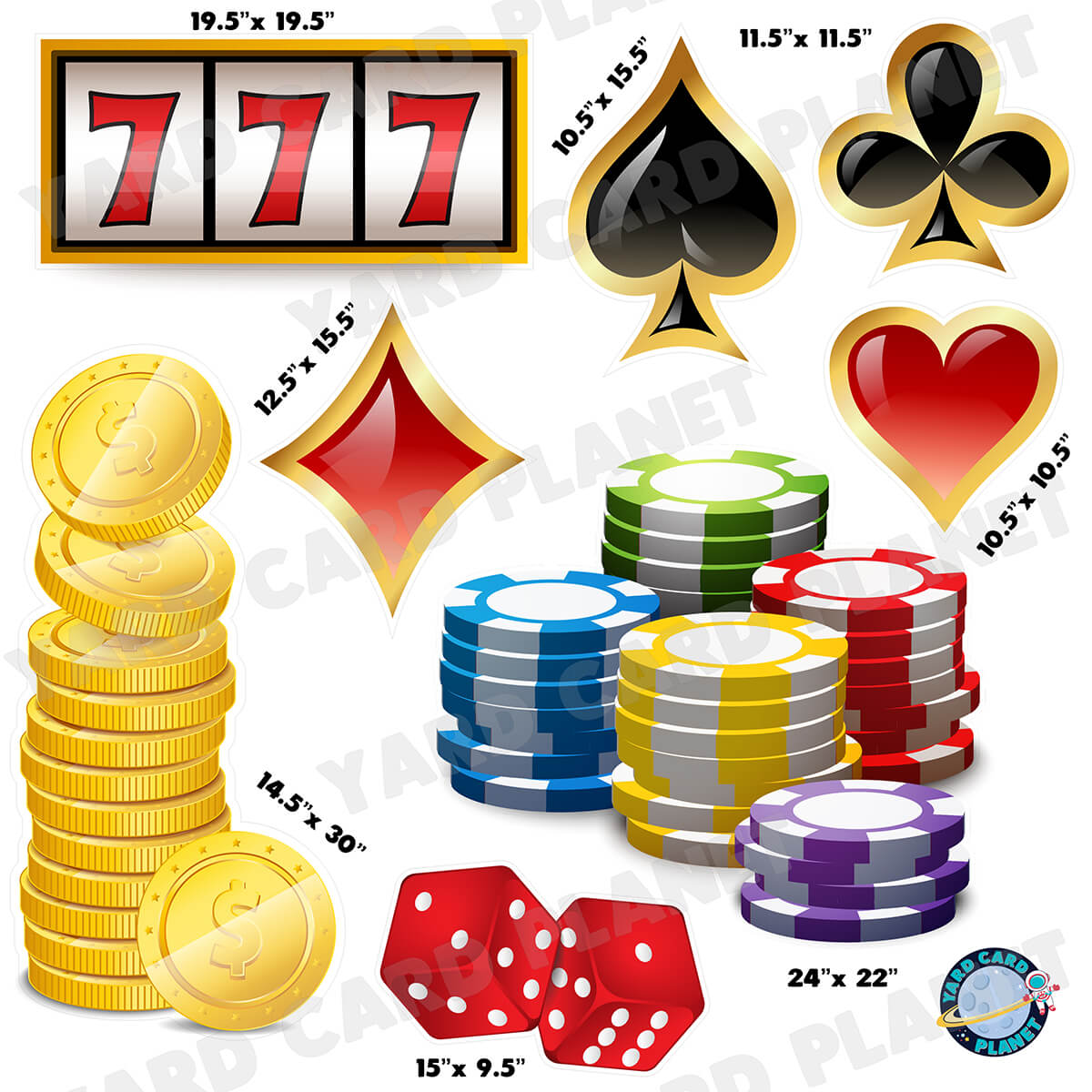 Casino Night Half Sheet Yard Card Flair Set