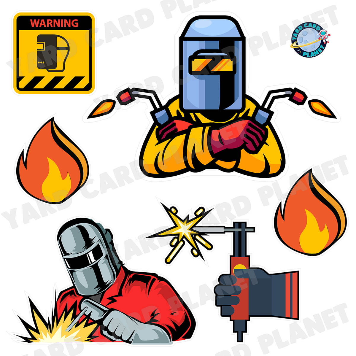 Welding Half Sheet Yard Card Flair Set