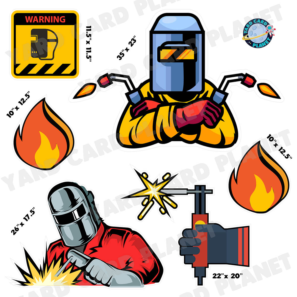 Welding Half Sheet Yard Card Flair Set