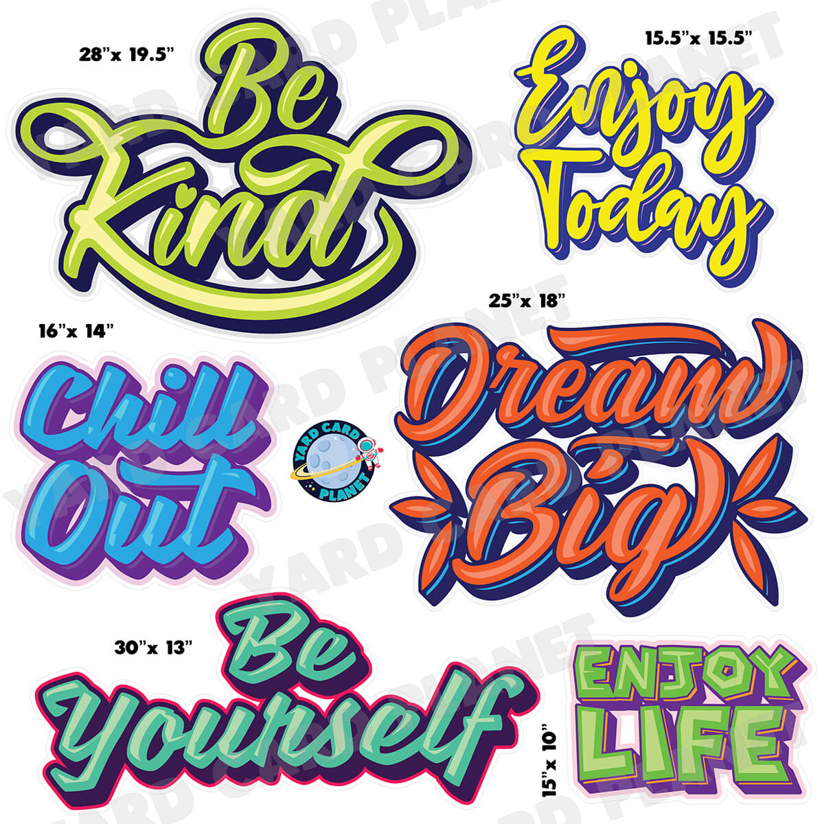 Colorful Motivational Sayings Half Sheet Yard Card Flair Set