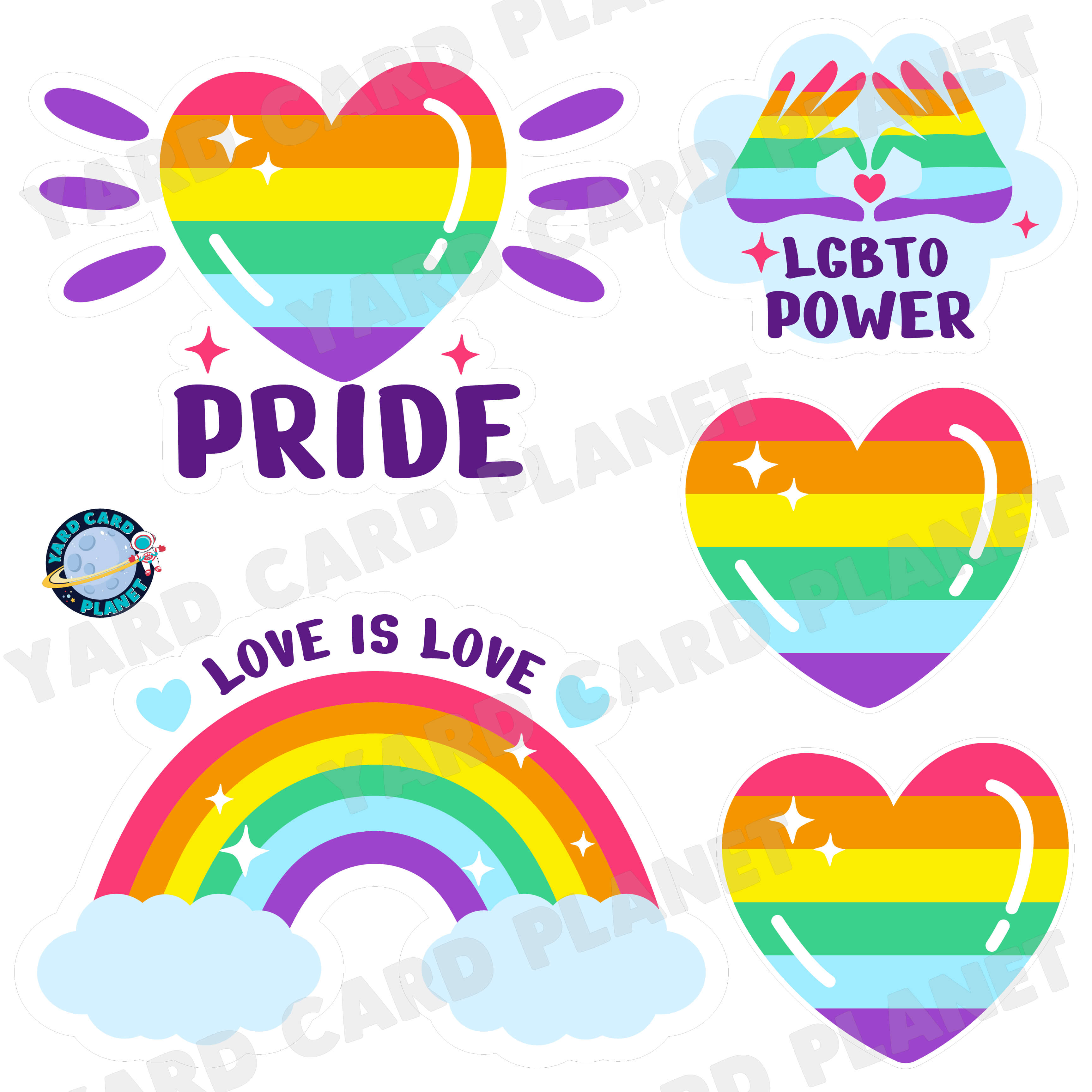 Pride Rainbow Half Sheet Yard Card Flair Set