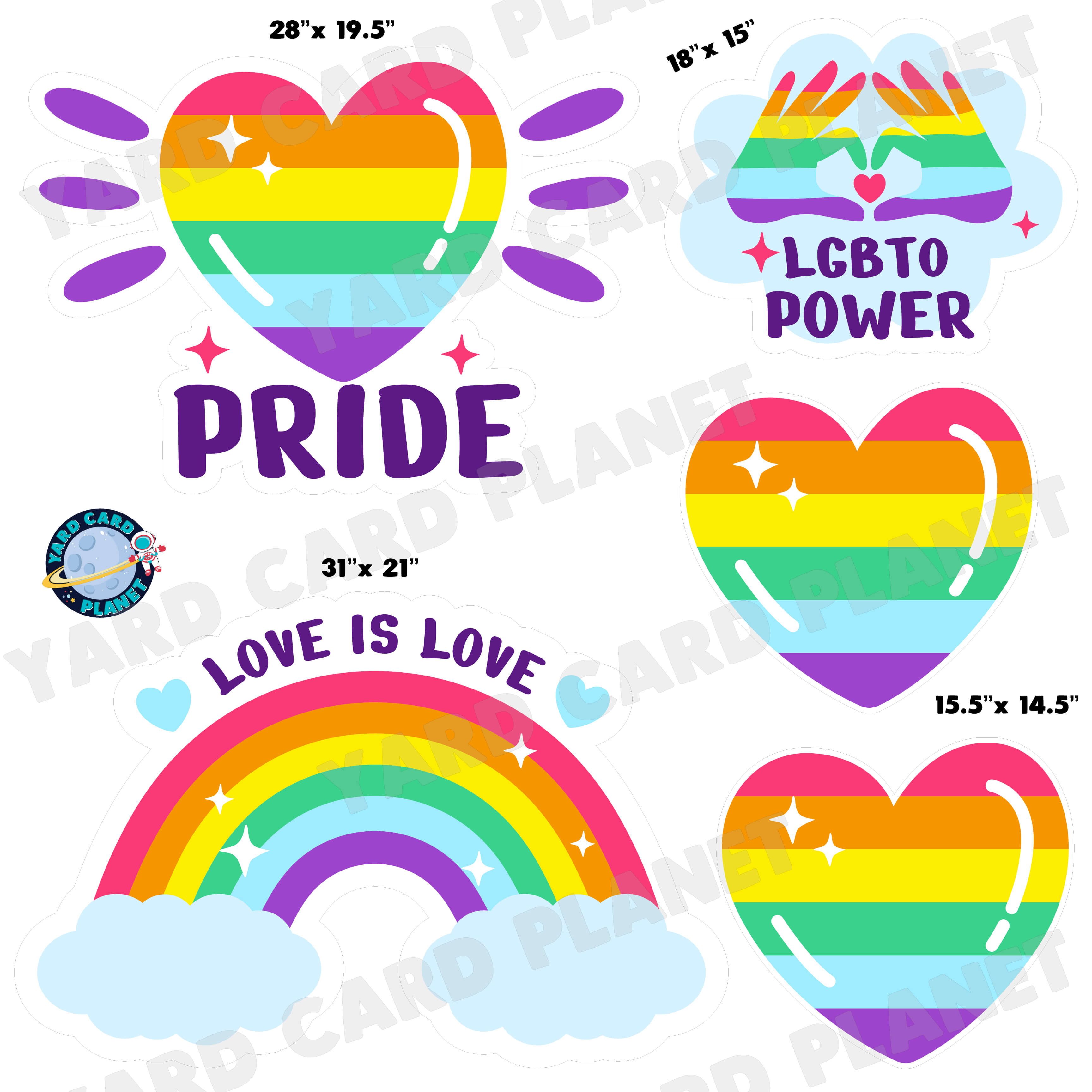 Pride Rainbow Half Sheet Yard Card Flair Set