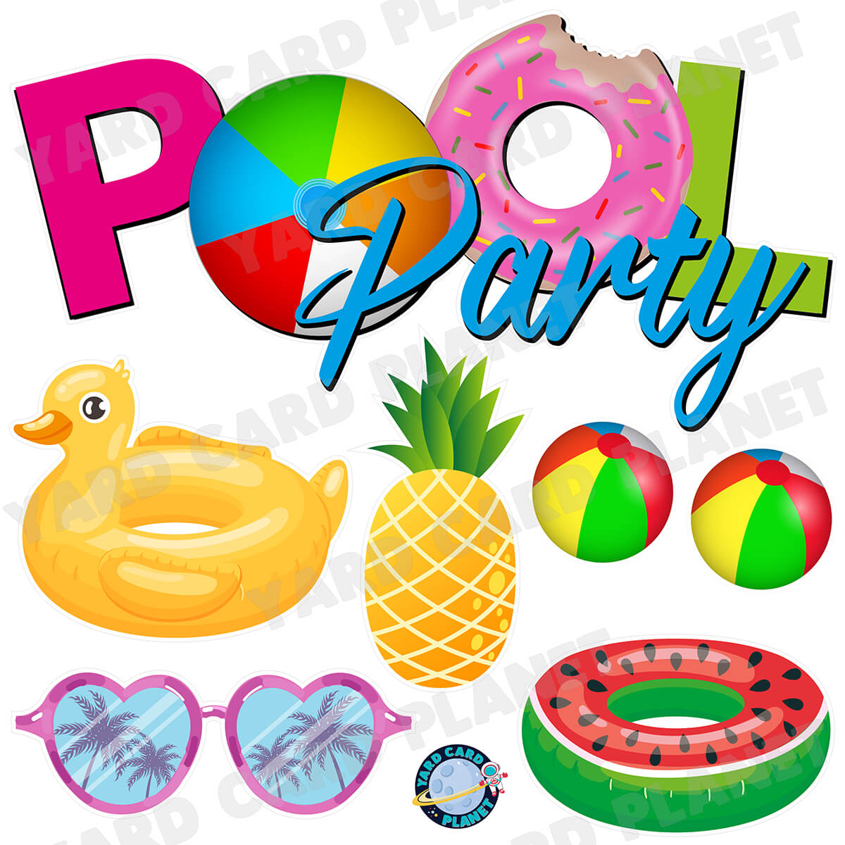 Summer Pool Party Half Sheet EZ Quick Sign and Yard Card Flair Set