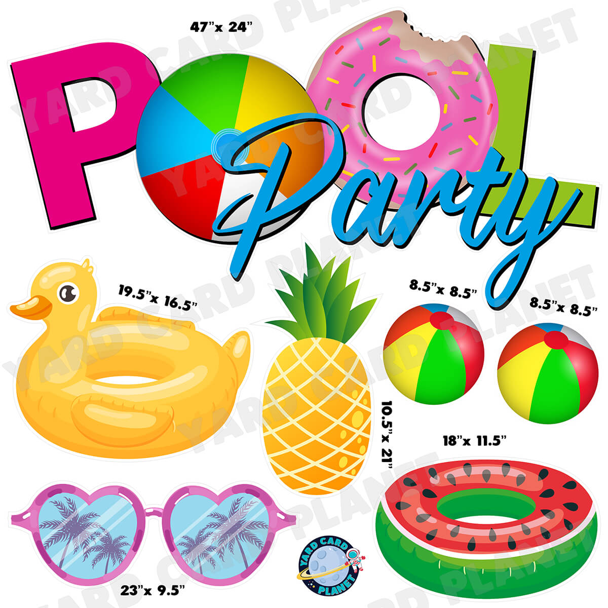 Summer Pool Party Half Sheet EZ Quick Sign and Yard Card Flair Set
