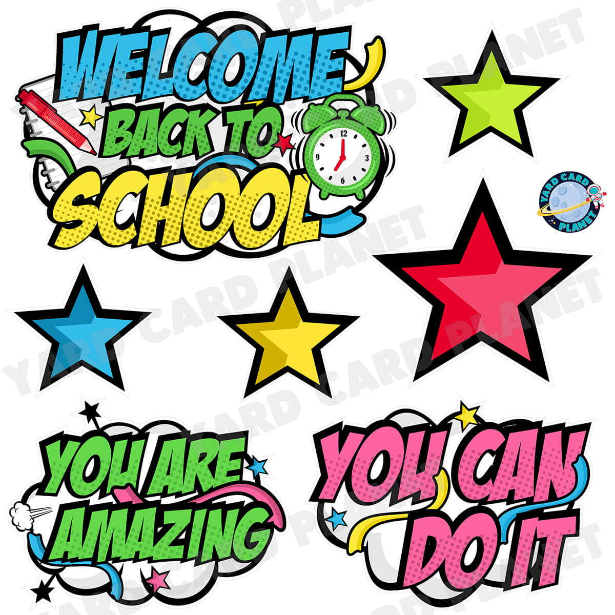 Welcome Back To School Half Sheet Signs and Yard Card Flair Set