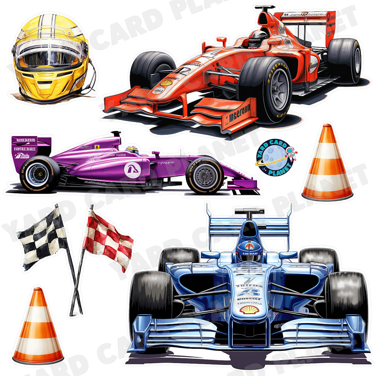 F1 Formula Racing Half Sheet Yard Card Flair Set