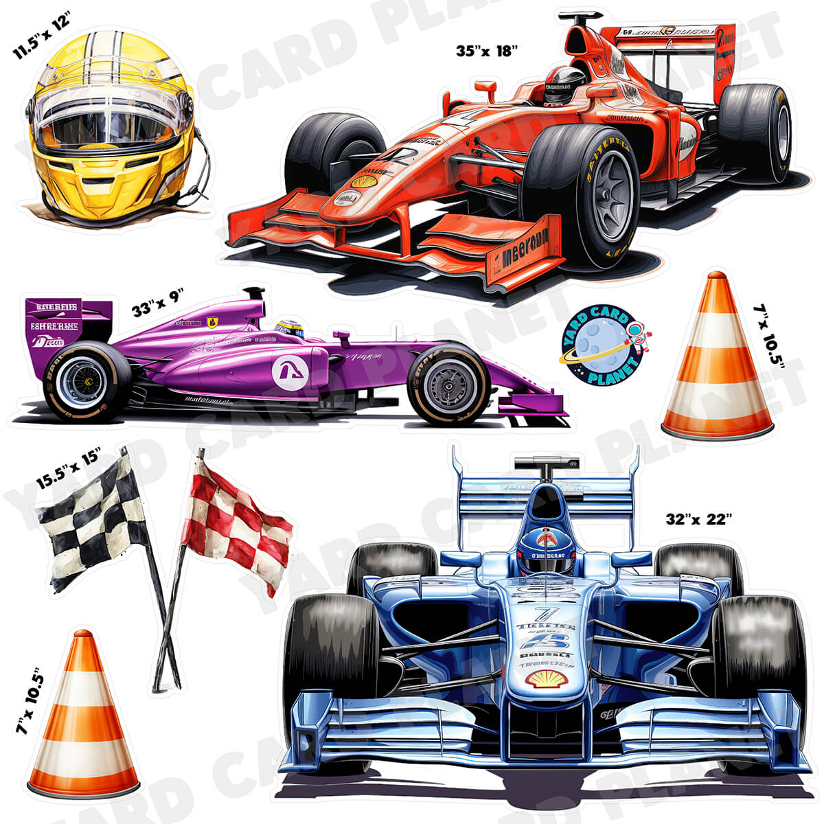 F1 Formula Racing Half Sheet Yard Card Flair Set