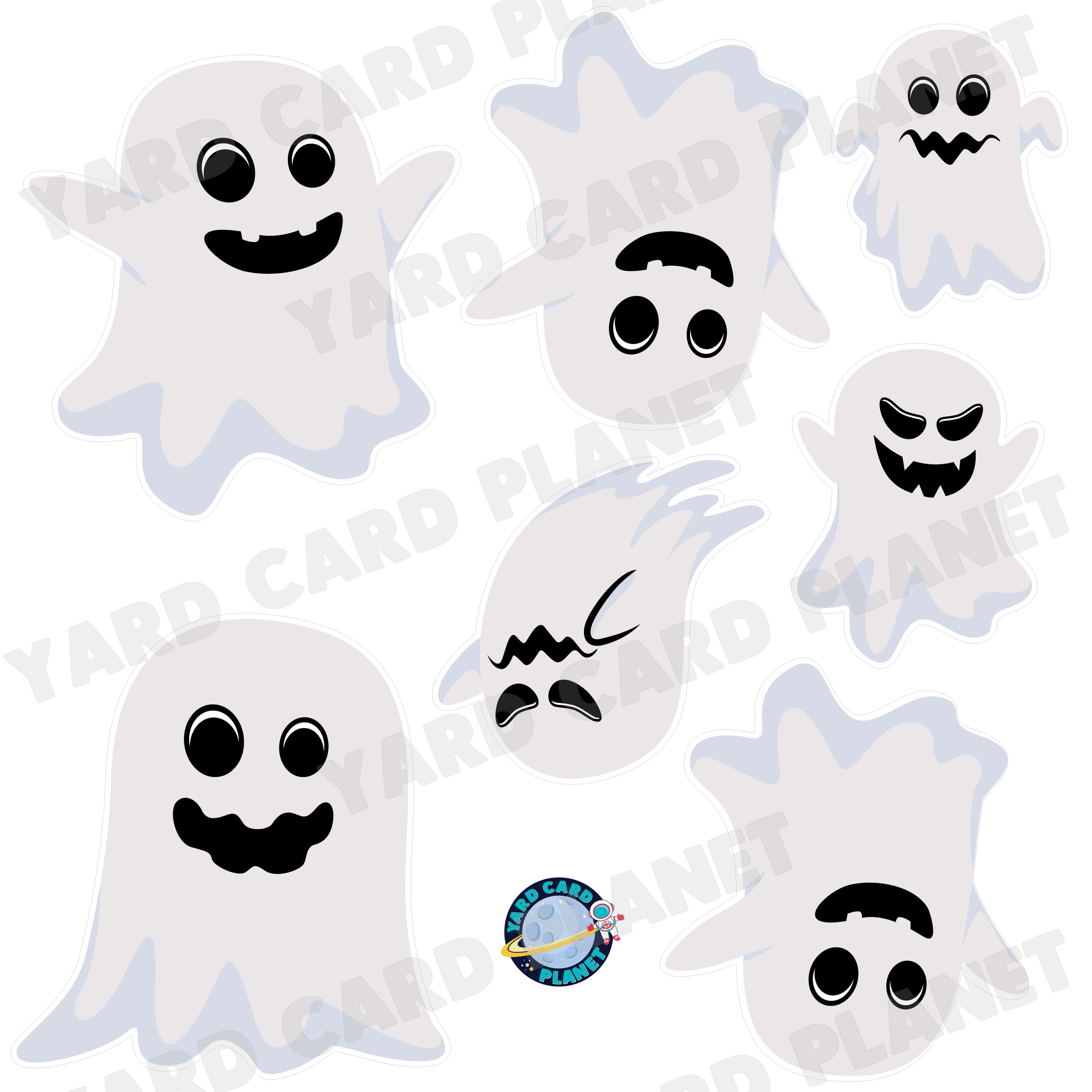 Halloween Ghosts Half Sheet Yard Card Flair Set