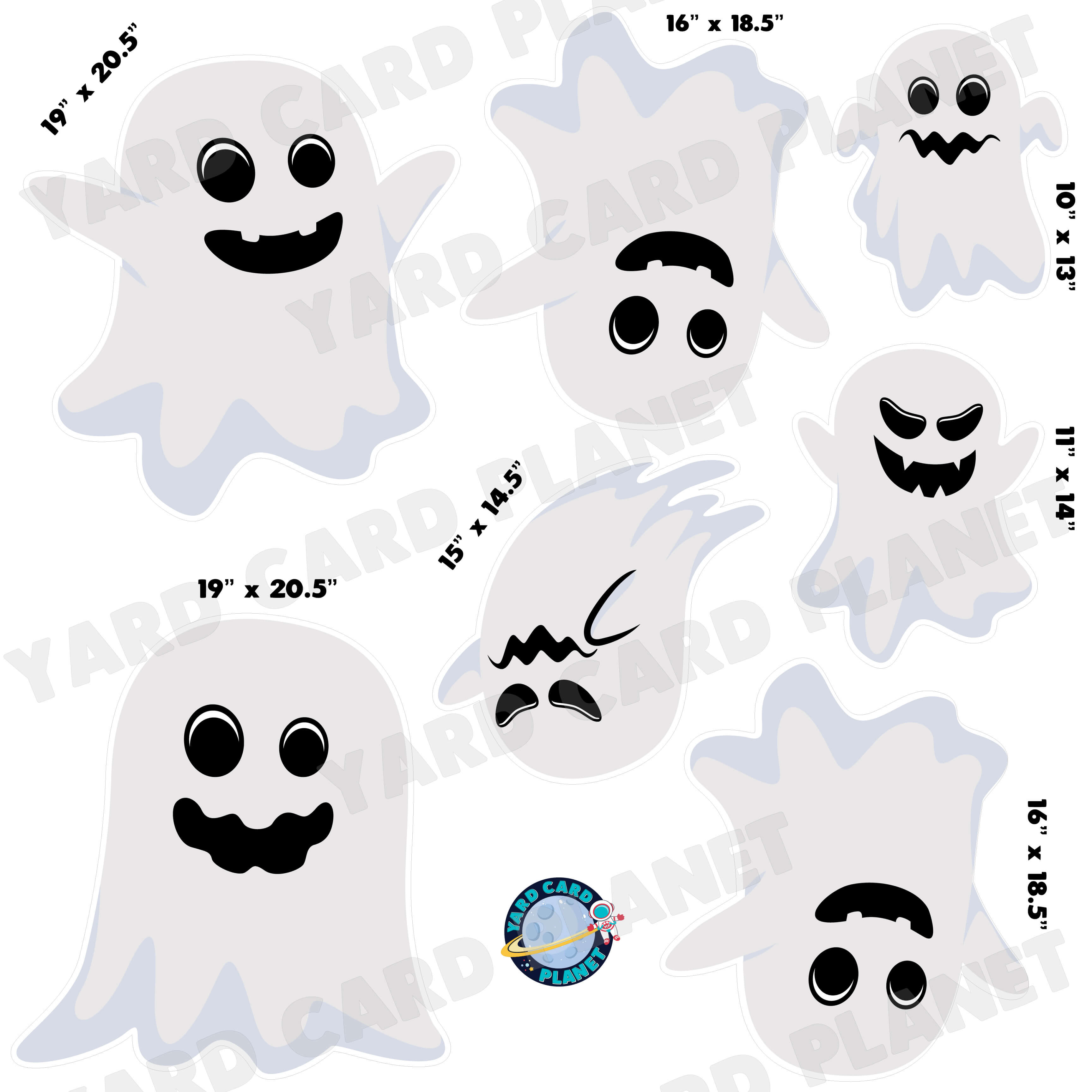 Halloween Ghosts Half Sheet Yard Card Flair Set