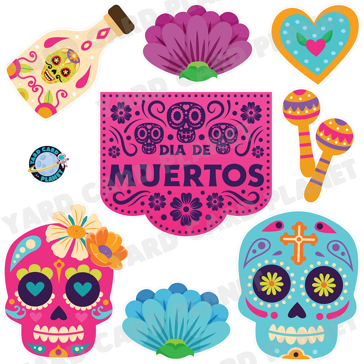 Dia De Los Muertos Half Sheet Yard Card Flair Set