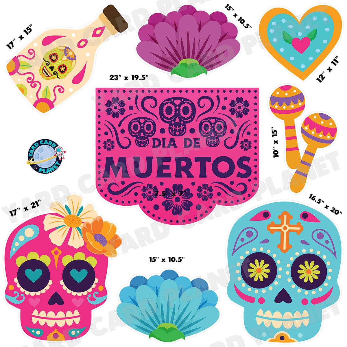 Dia De Los Muertos Half Sheet Yard Card Flair Set