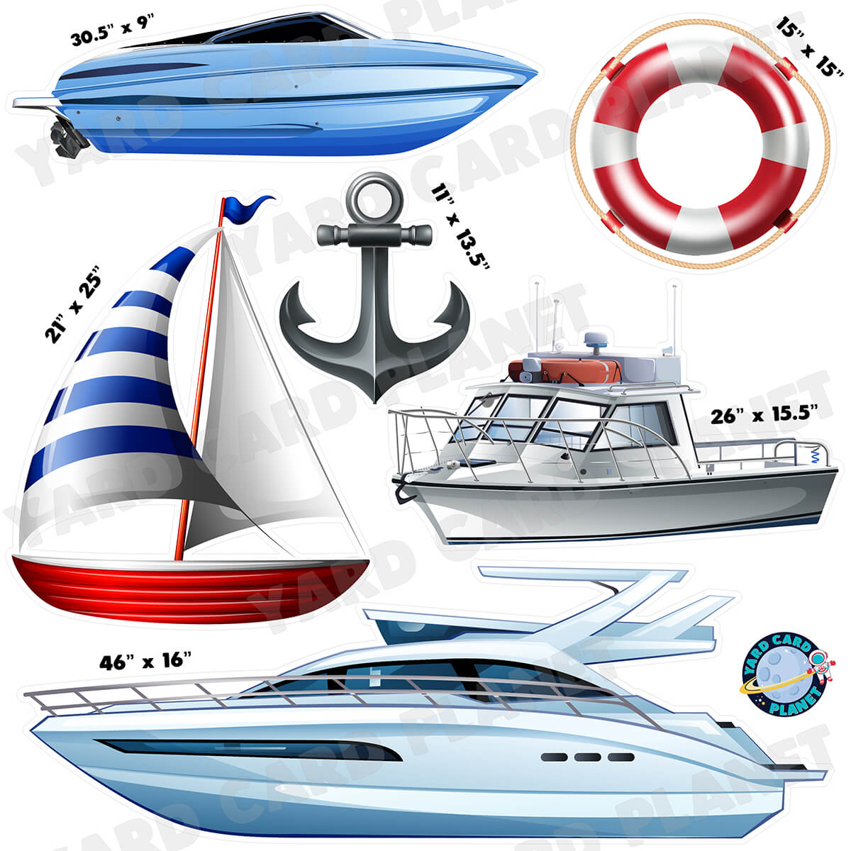 I'm on a Boat Half Sheet Yard Card Flair Set