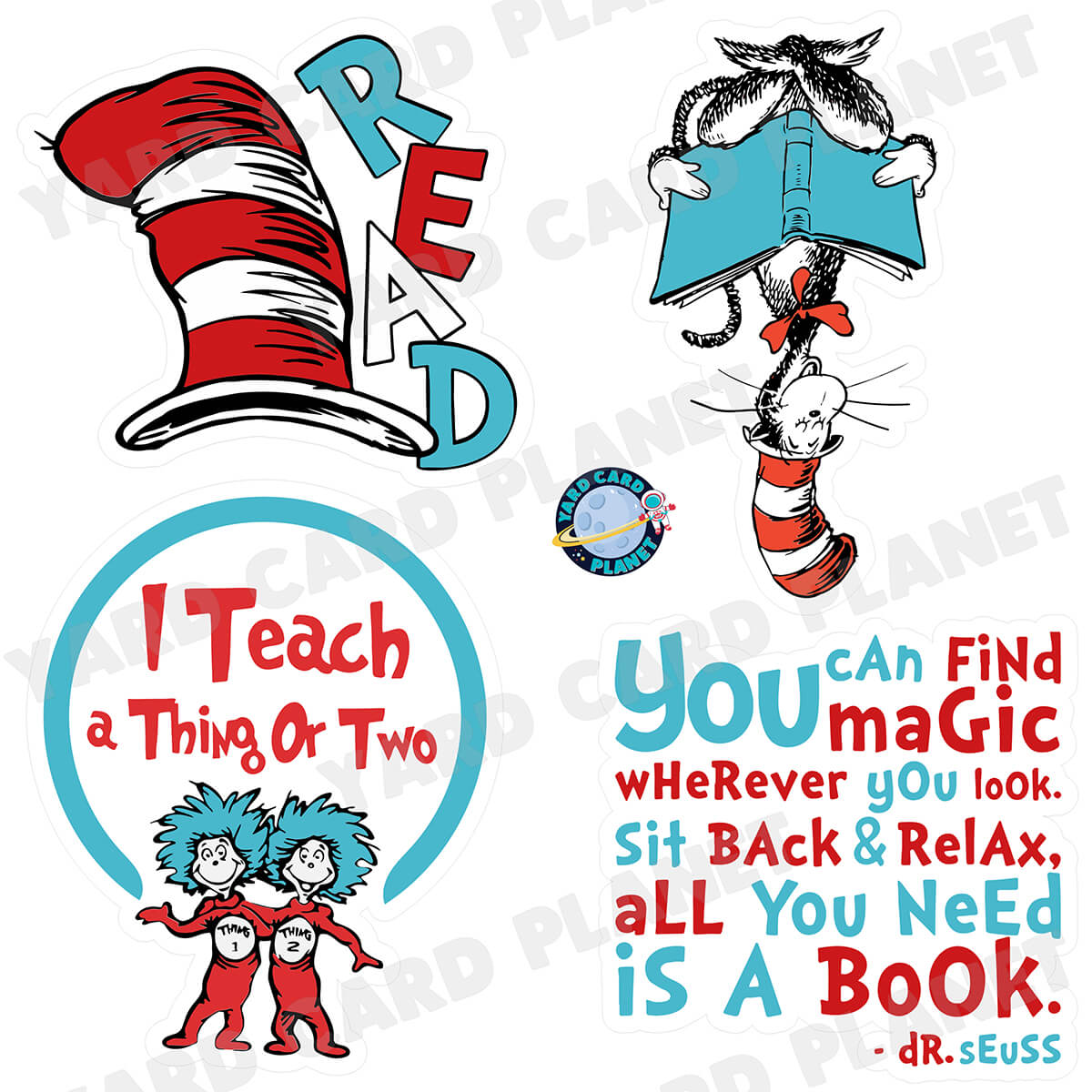 Dr. Seuss Reading Half Sheet Yard Card Flair Set