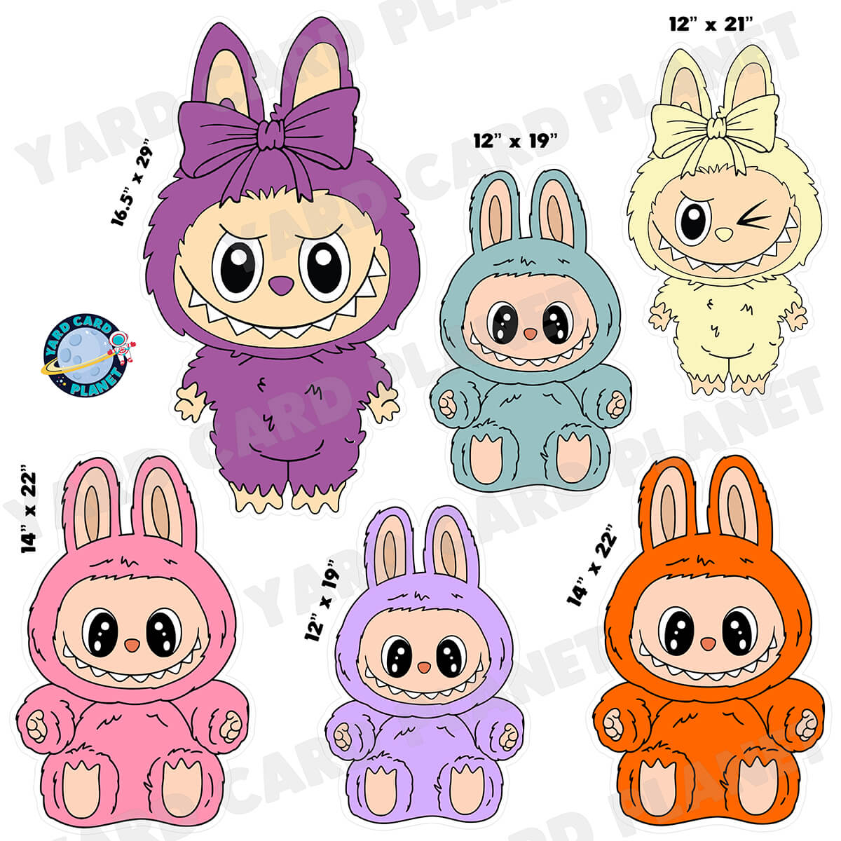 The Bubu Monsters Half Sheet Yard Card Flair Set