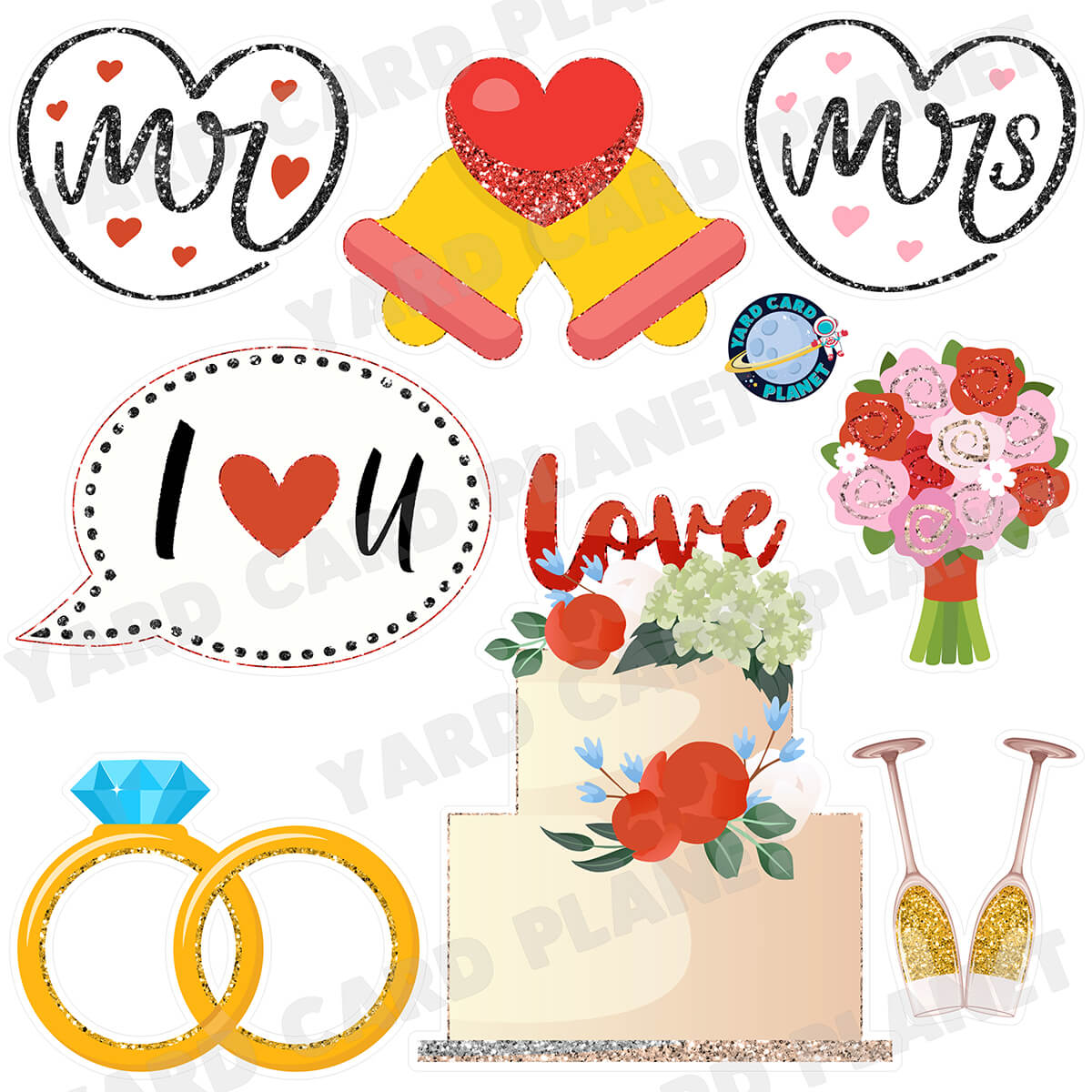 Wedding Elements Half Sheet Yard Card Flair Set