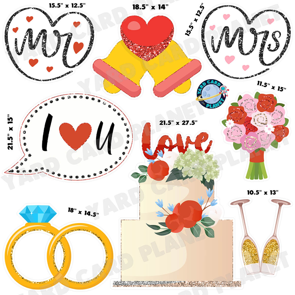 Wedding Elements Half Sheet Yard Card Flair Set