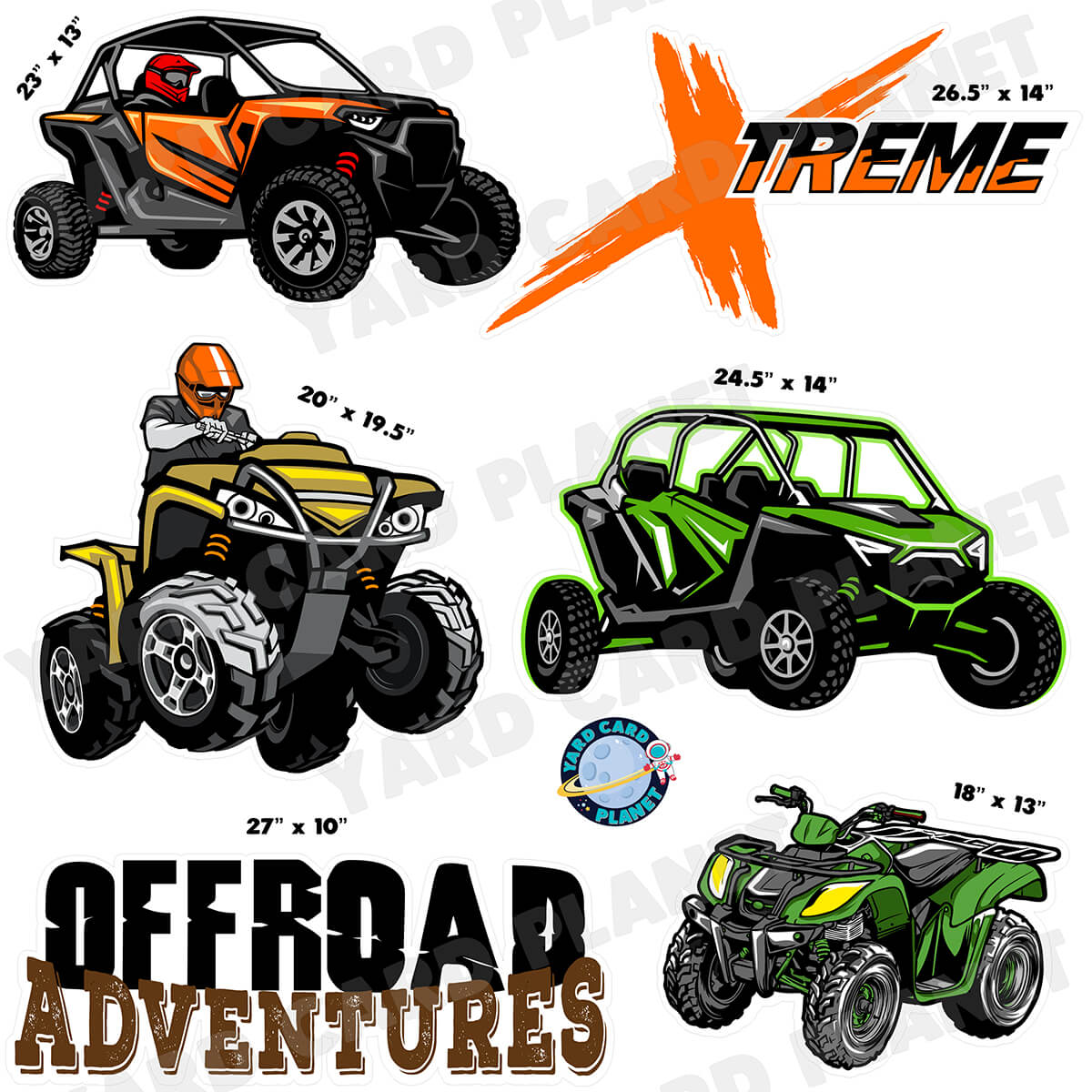 Off-Road Vehicles Half Sheet Yard Card Flair Set