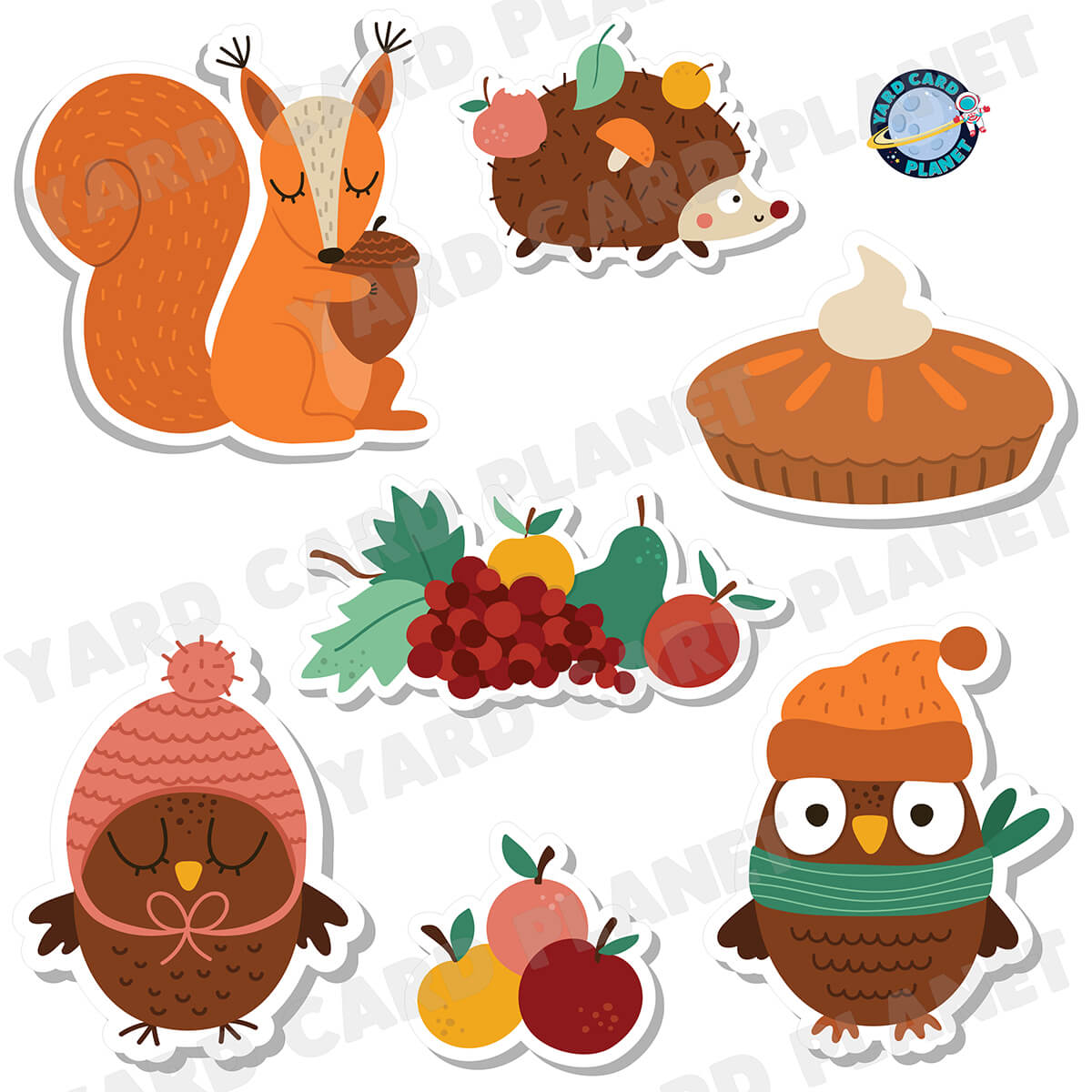 Cute Fall Season Elements Half Sheet Yard Card Flair Set