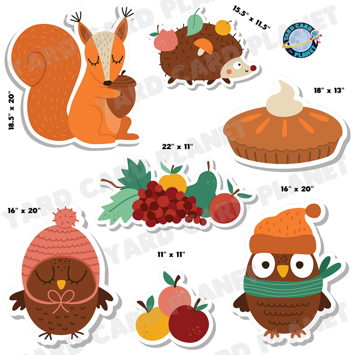 Cute Fall Season Elements Half Sheet Yard Card Flair Set