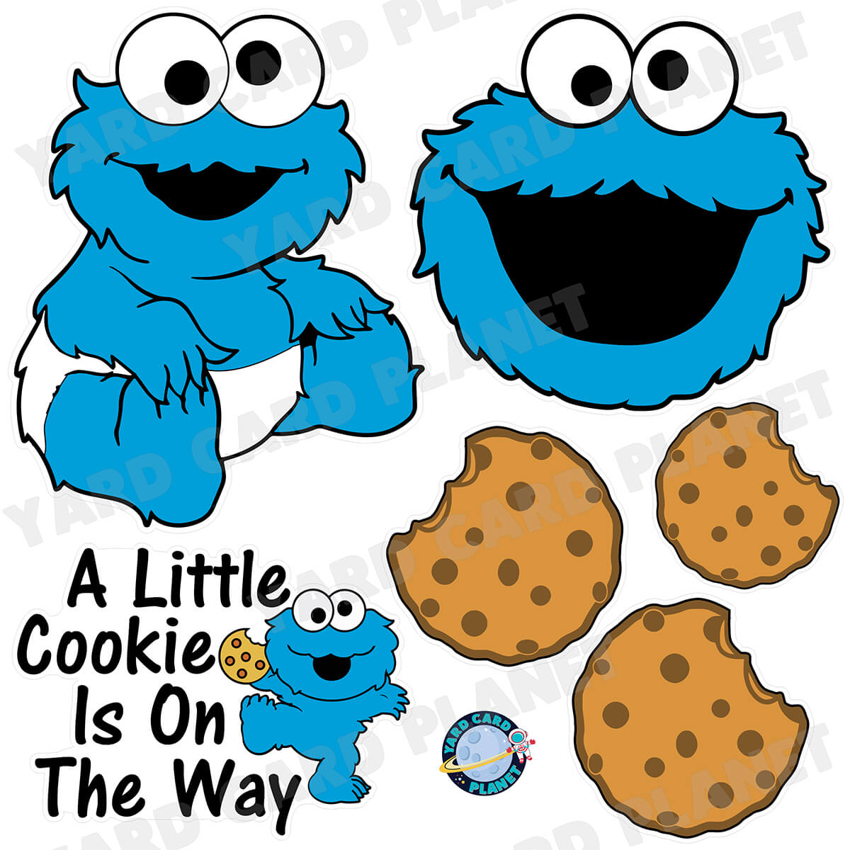 Cookie Loving Baby Monster Half Sheet Yard Card Flair Set
