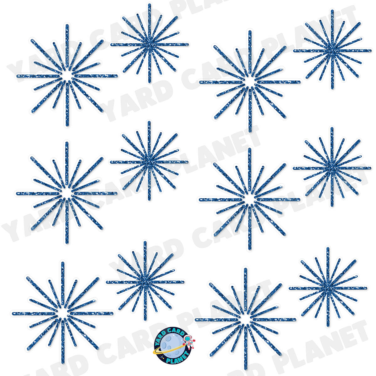 Blue Glitter Pattern Starbursts Half Sheet Yard Card Flair Set