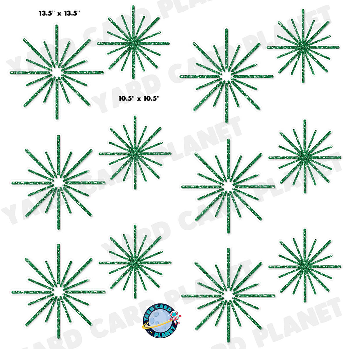 Green Glitter Pattern Starbursts Half Sheet Yard Card Flair Set