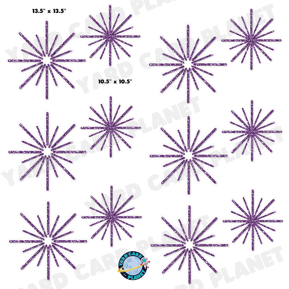 Purple Glitter Pattern Starbursts Half Sheet Yard Card Flair Set