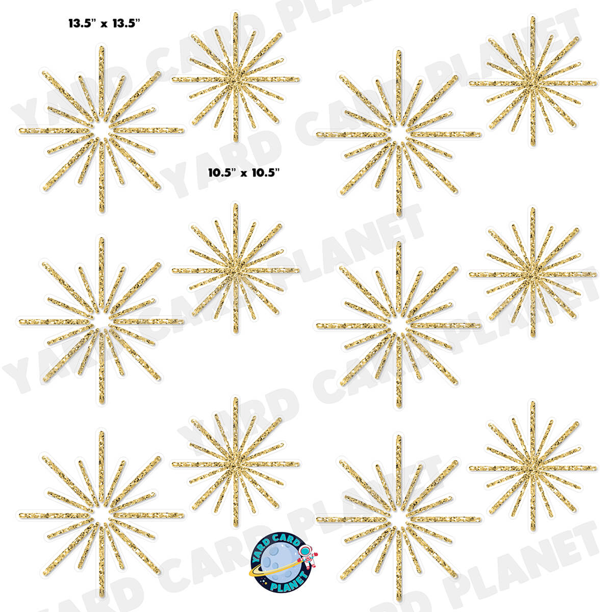 Gold Glitter Pattern Starbursts Half Sheet Yard Card Flair Set
