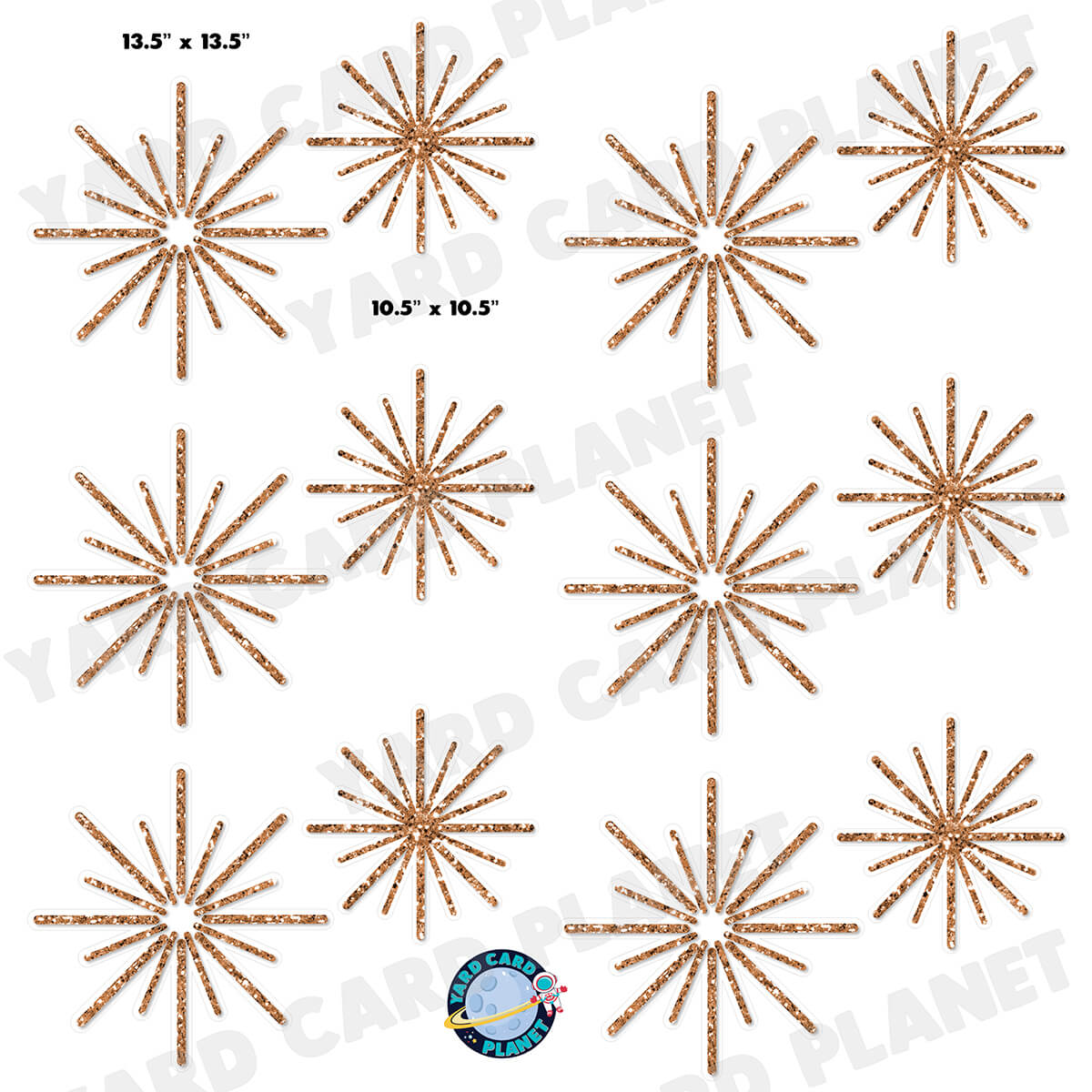 Bronze Glitter Pattern Starbursts Half Sheet Yard Card Flair Set