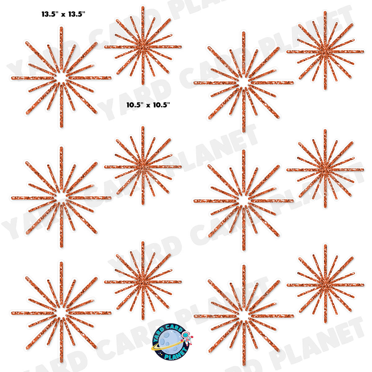 Orange Glitter Pattern Starbursts Half Sheet Yard Card Flair Set