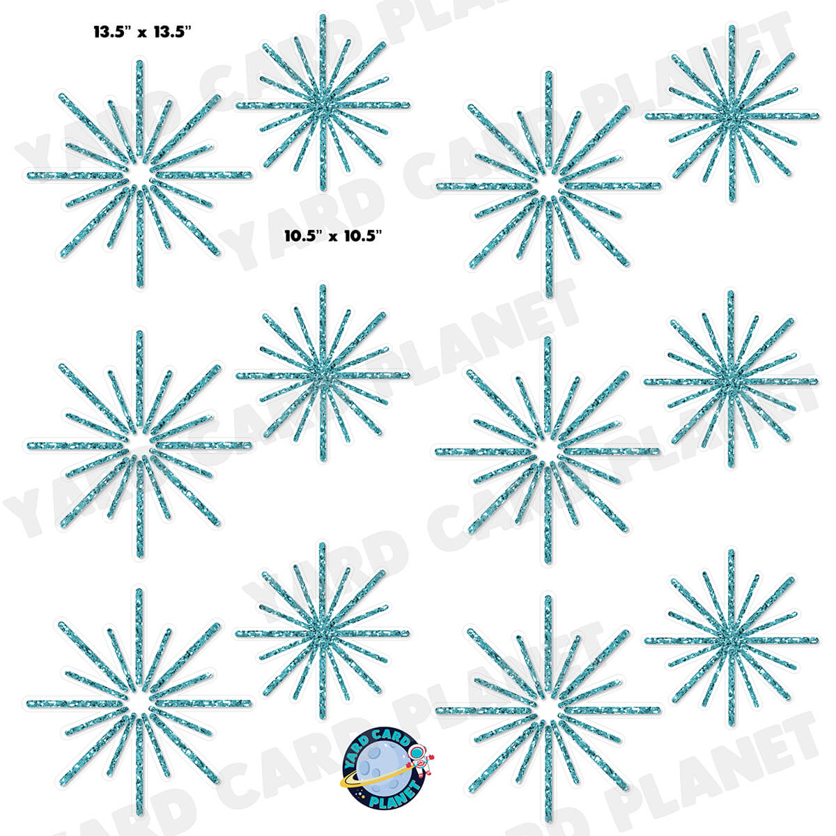 Teal Glitter Pattern Starbursts Half Sheet Yard Card Flair Set