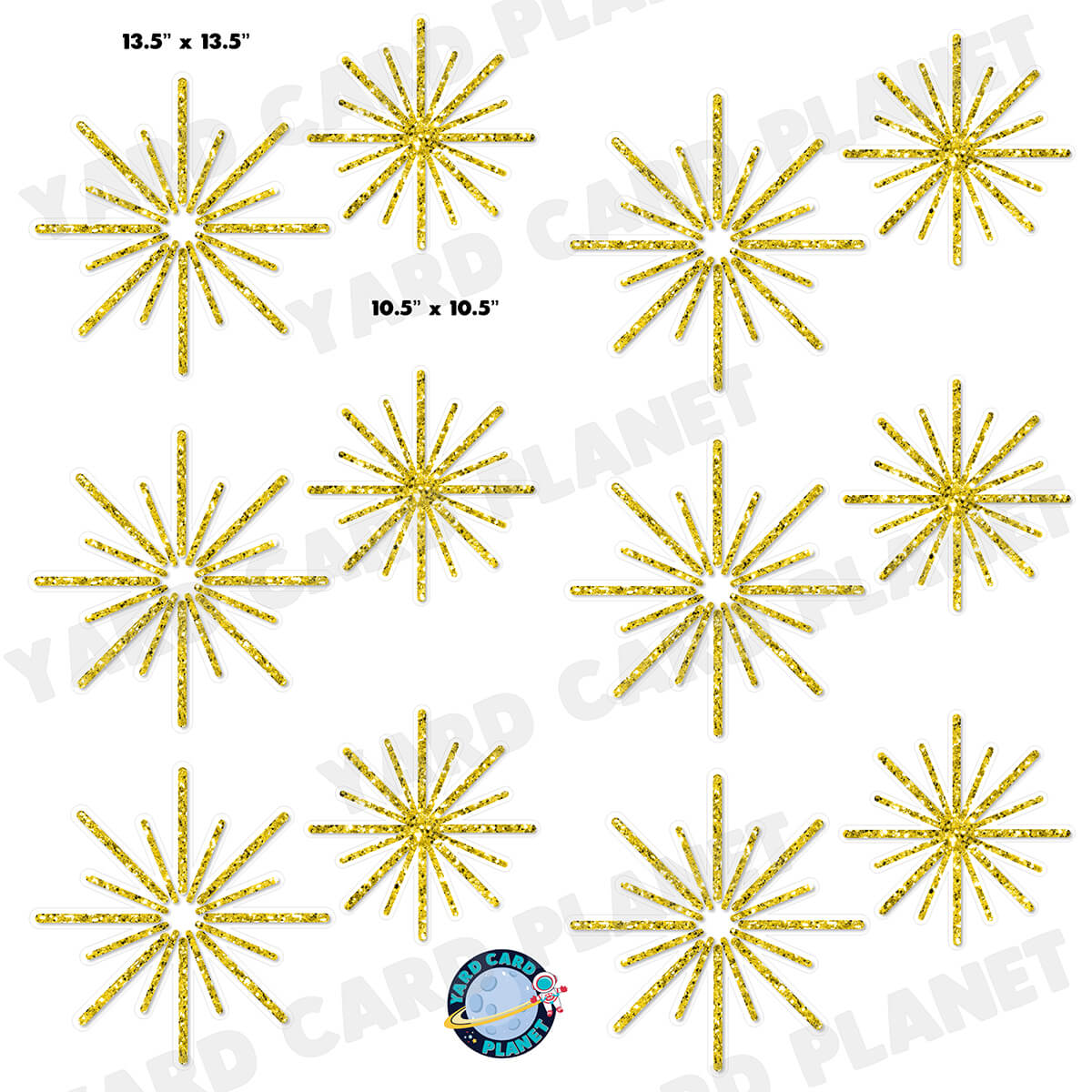 Yellow Glitter Pattern Starbursts Half Sheet Yard Card Flair Set