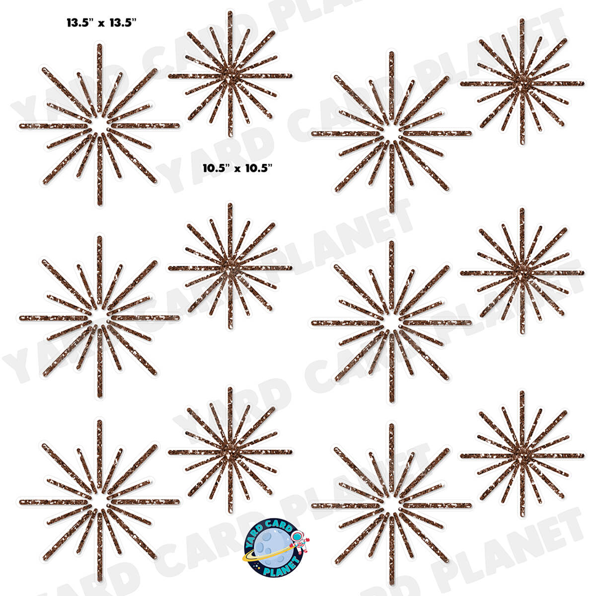 Brown Glitter Pattern Starbursts Half Sheet Yard Card Flair Set