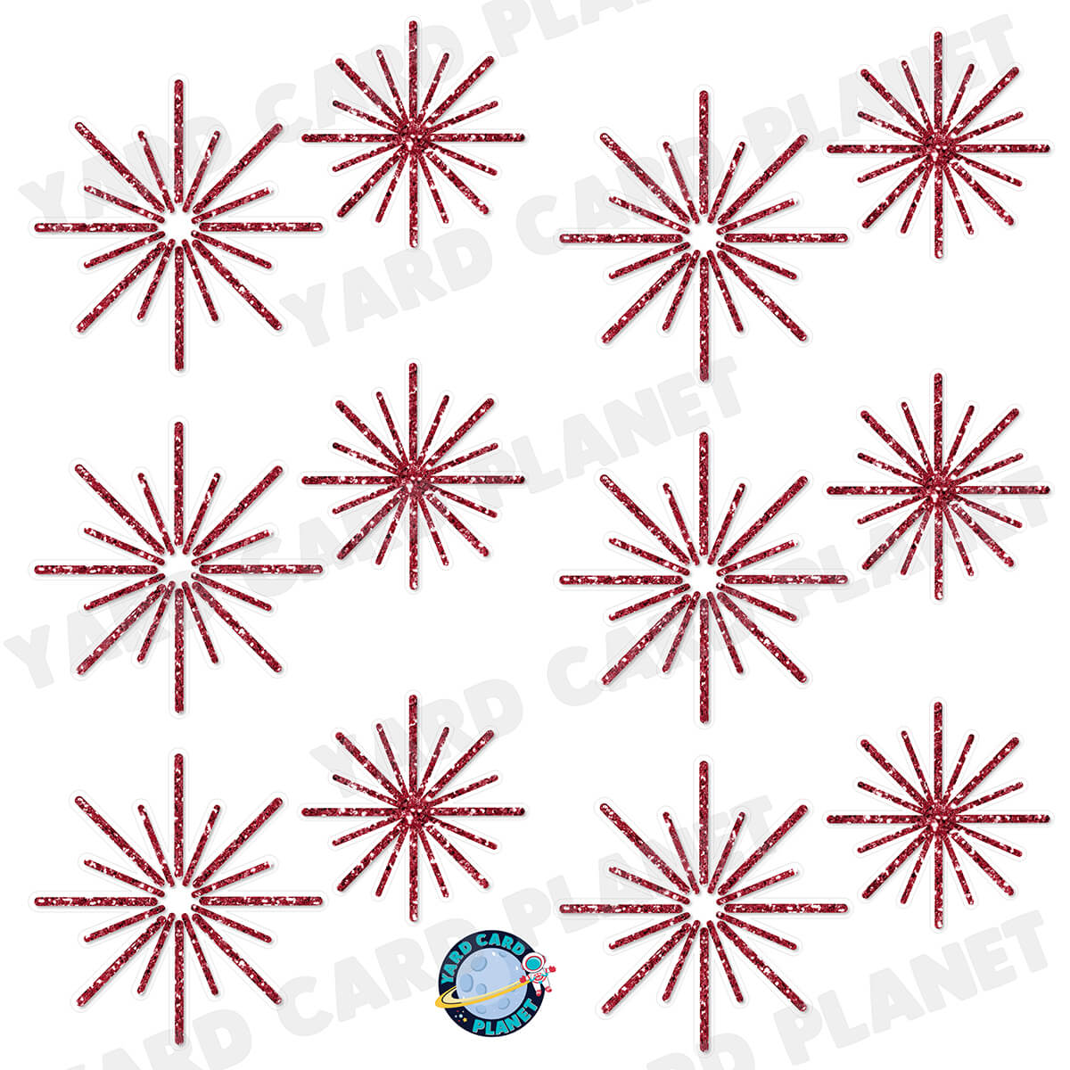 Maroon Glitter Pattern Starbursts Half Sheet Yard Card Flair Set