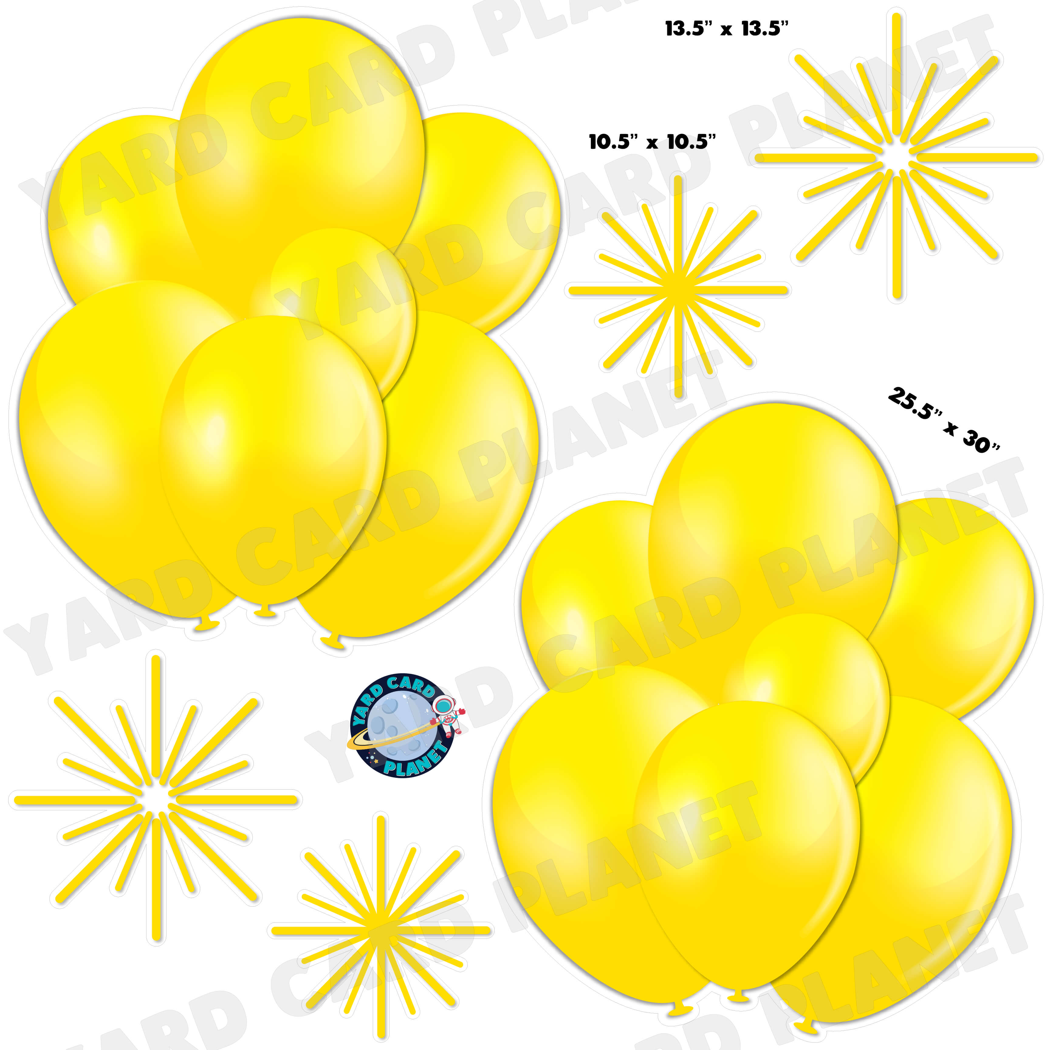 Yellow Balloon Bouquets and Starbursts Half Sheet Yard Card Flair Set