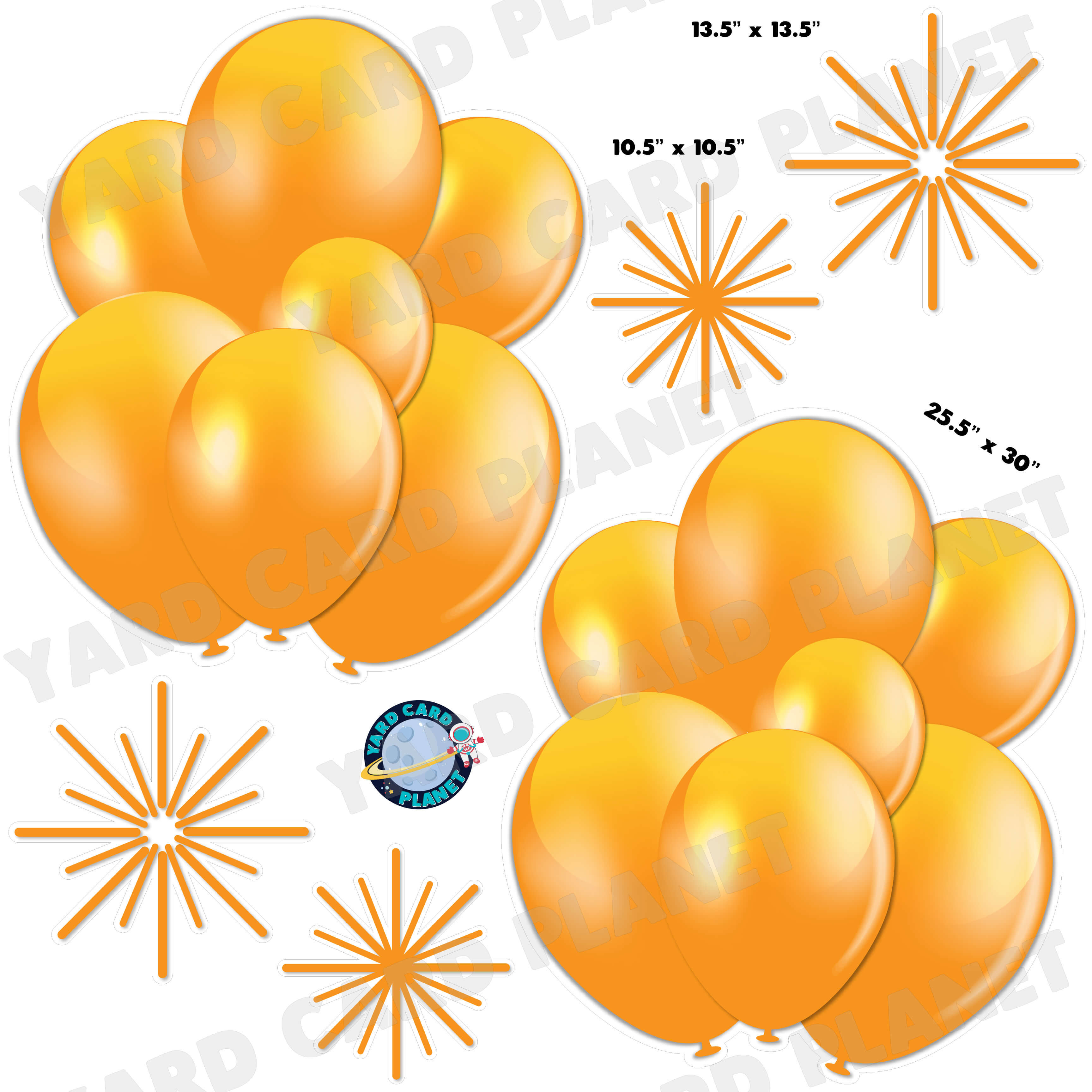 Orange Balloon Bouquets and Starbursts Half Sheet Yard Card Flair Set