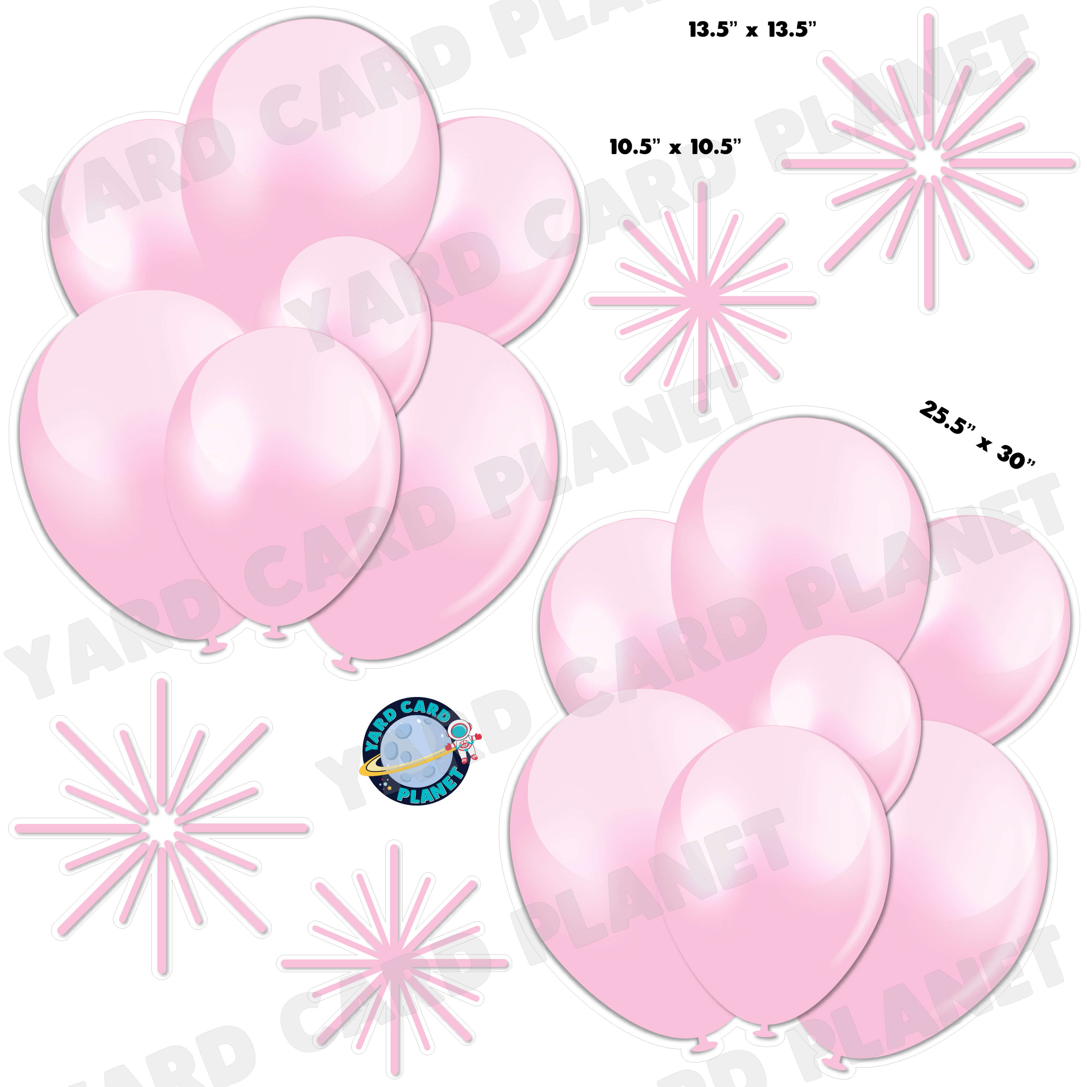 Light Pink Balloon Bouquets and Starbursts Half Sheet Yard Card Flair Set