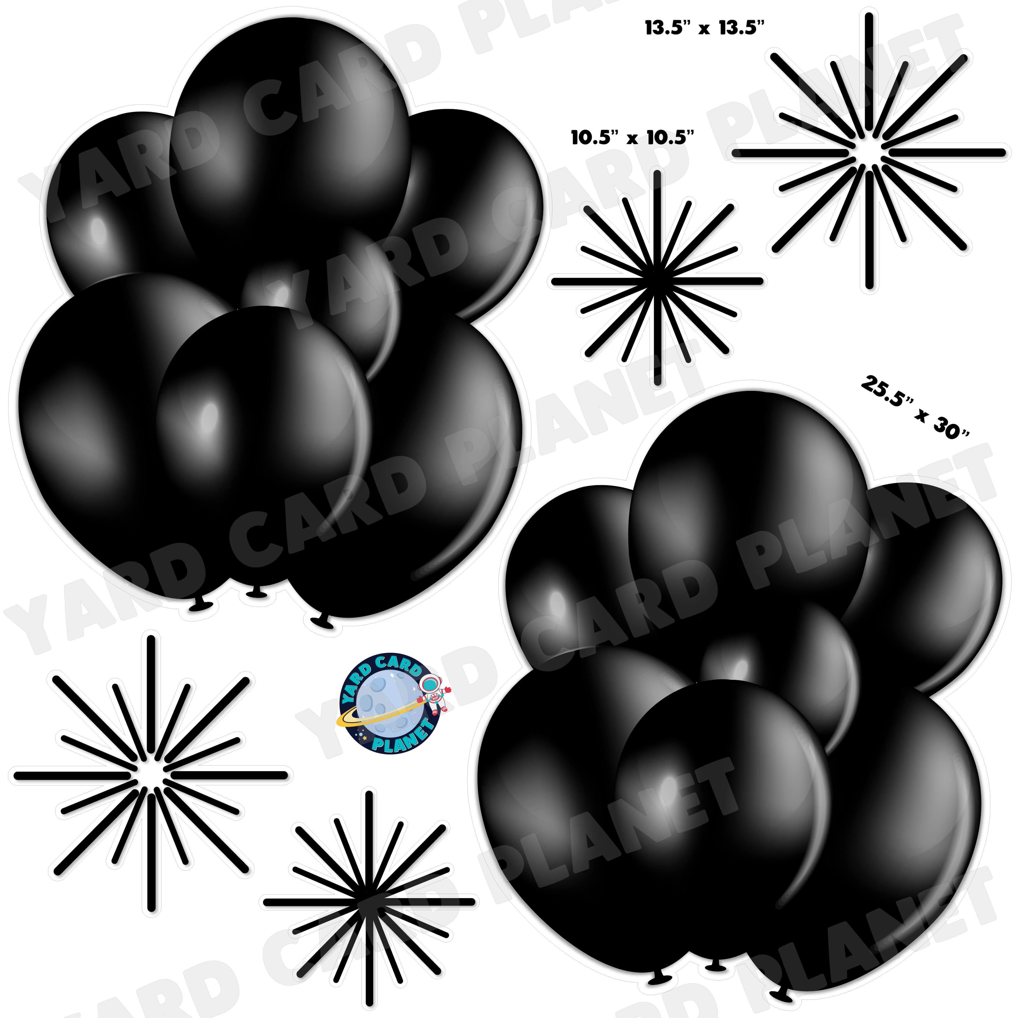 Black Balloon Bouquets and Starbursts Half Sheet Yard Card Flair Set