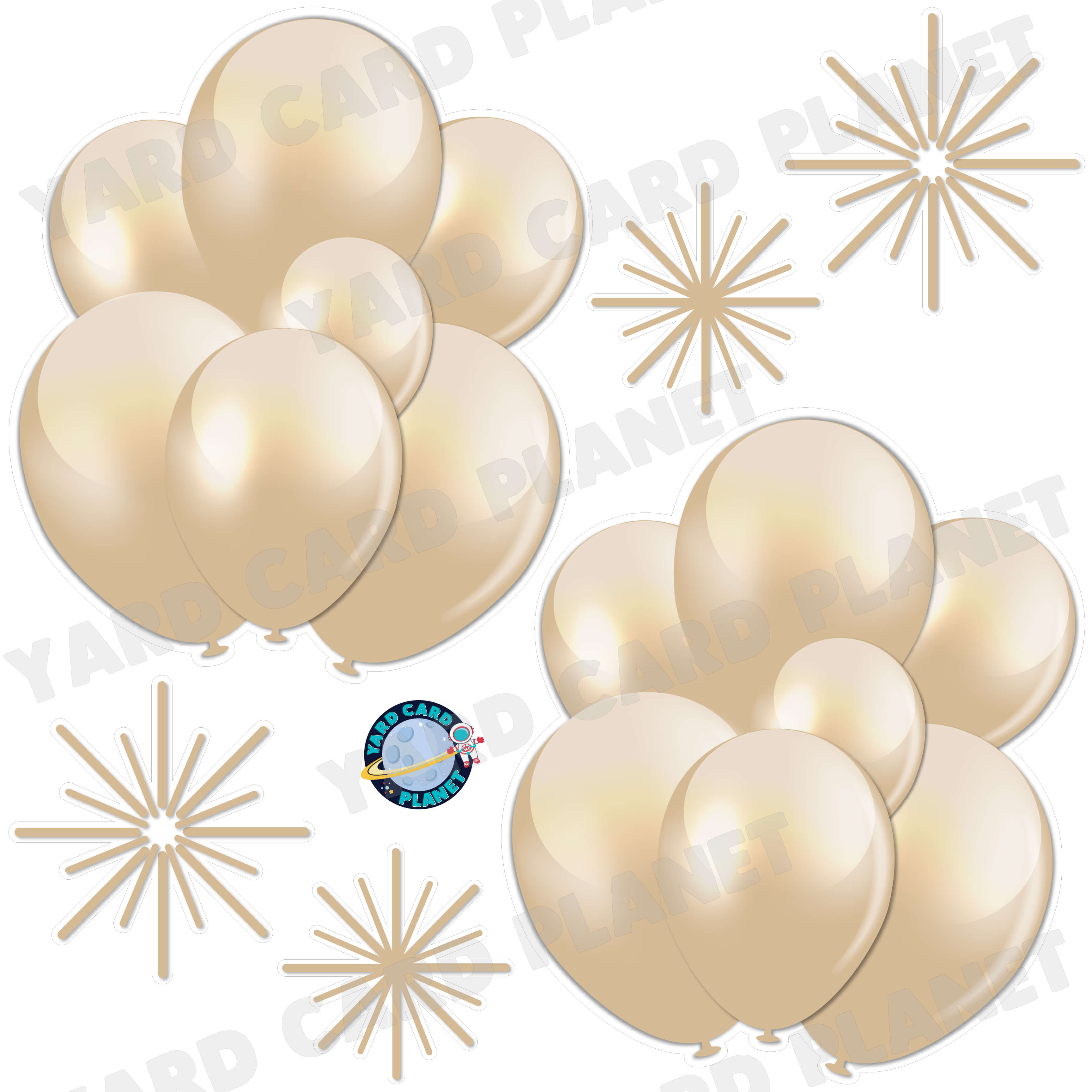 Tan Balloon Bouquets and Starbursts Half Sheet Yard Card Flair Set