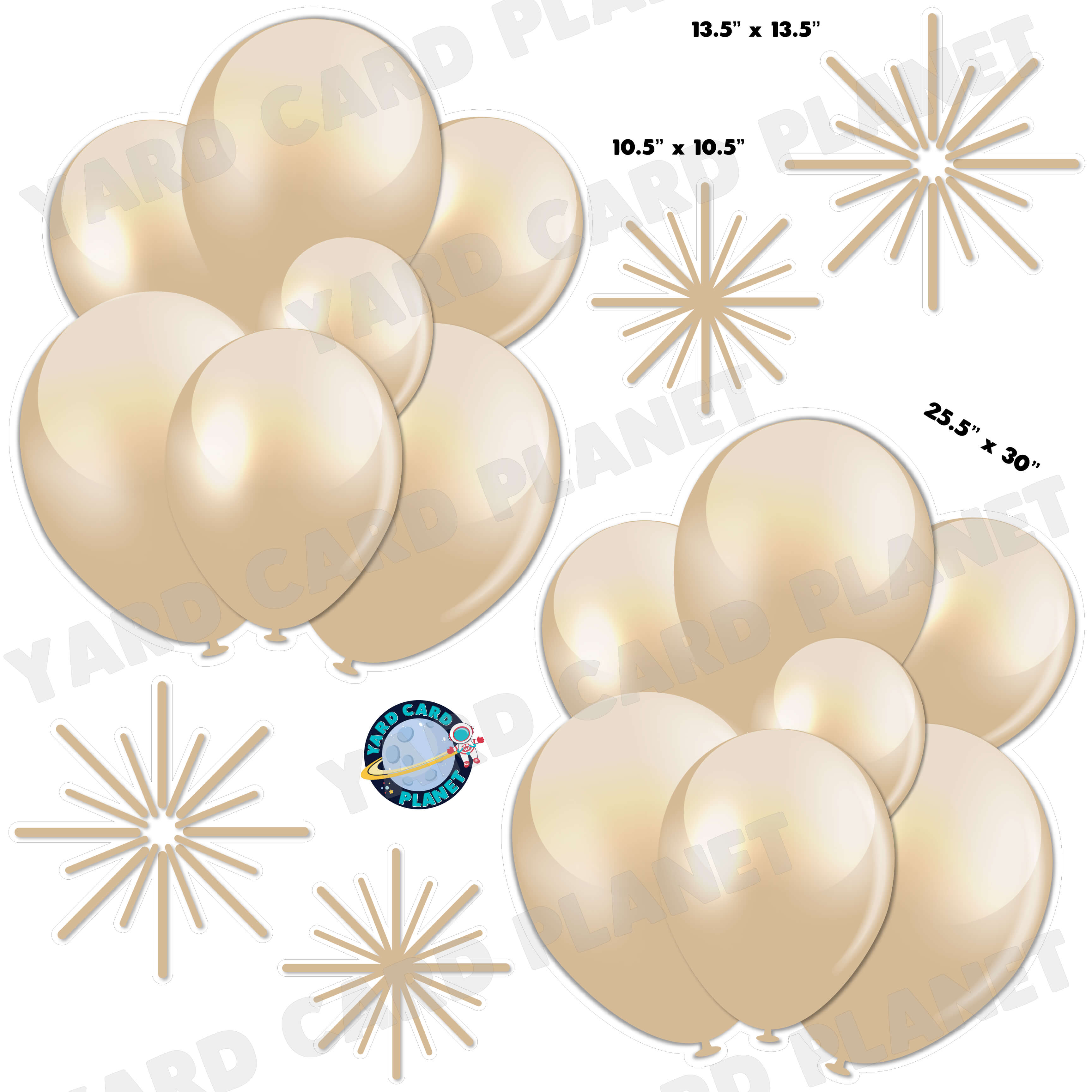 Tan Balloon Bouquets and Starbursts Half Sheet Yard Card Flair Set