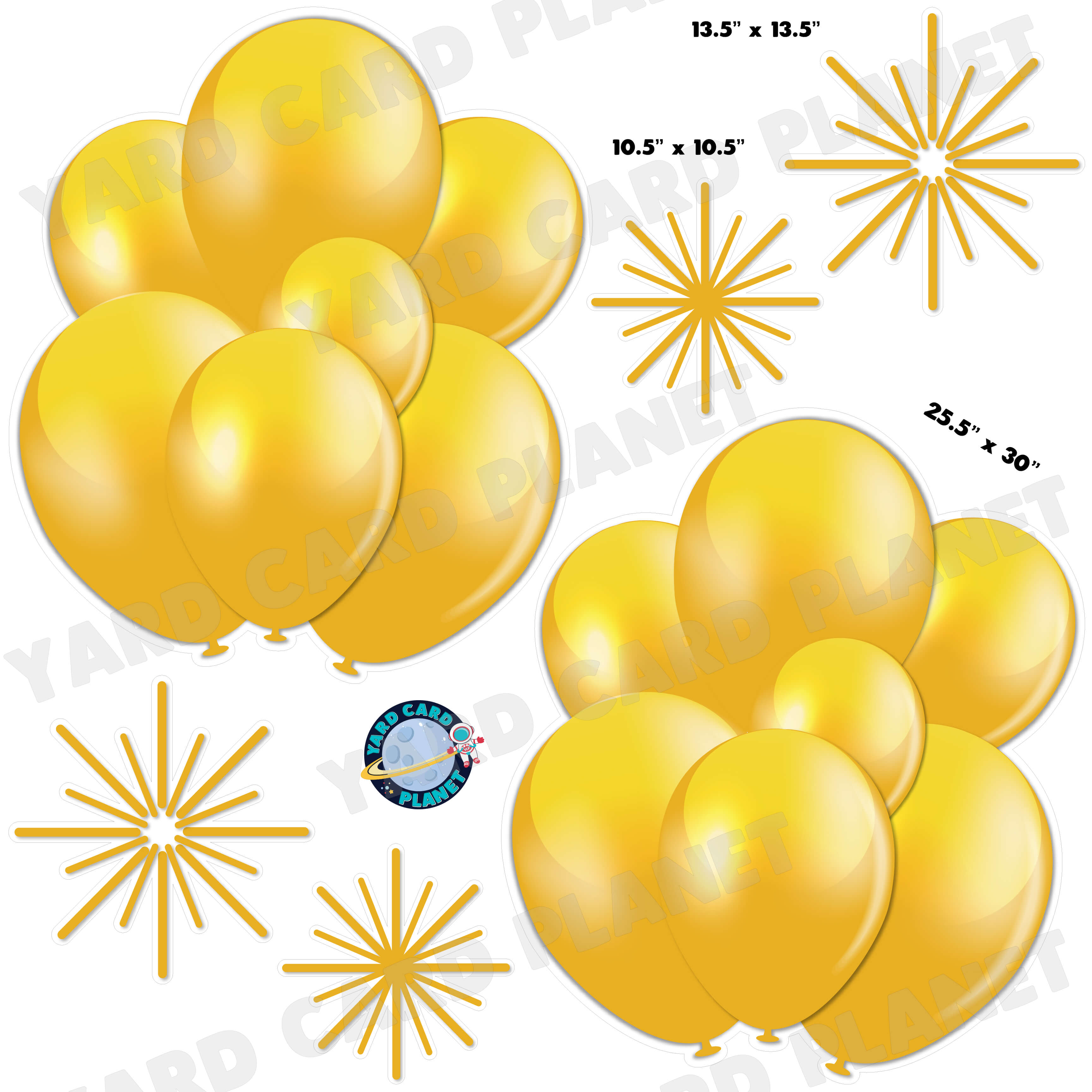 Gold Balloon Bouquets and Starbursts Half Sheet Yard Card Flair Set