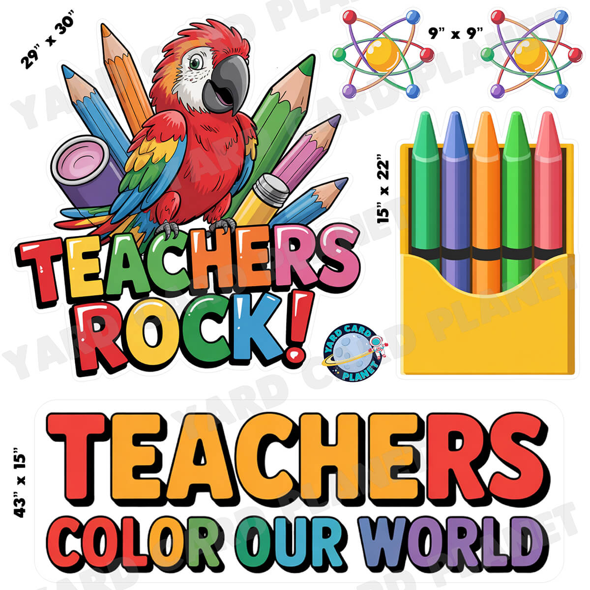 Teachers Rock Half Sheet EZ Quick Sign and Yard Card Flair Set