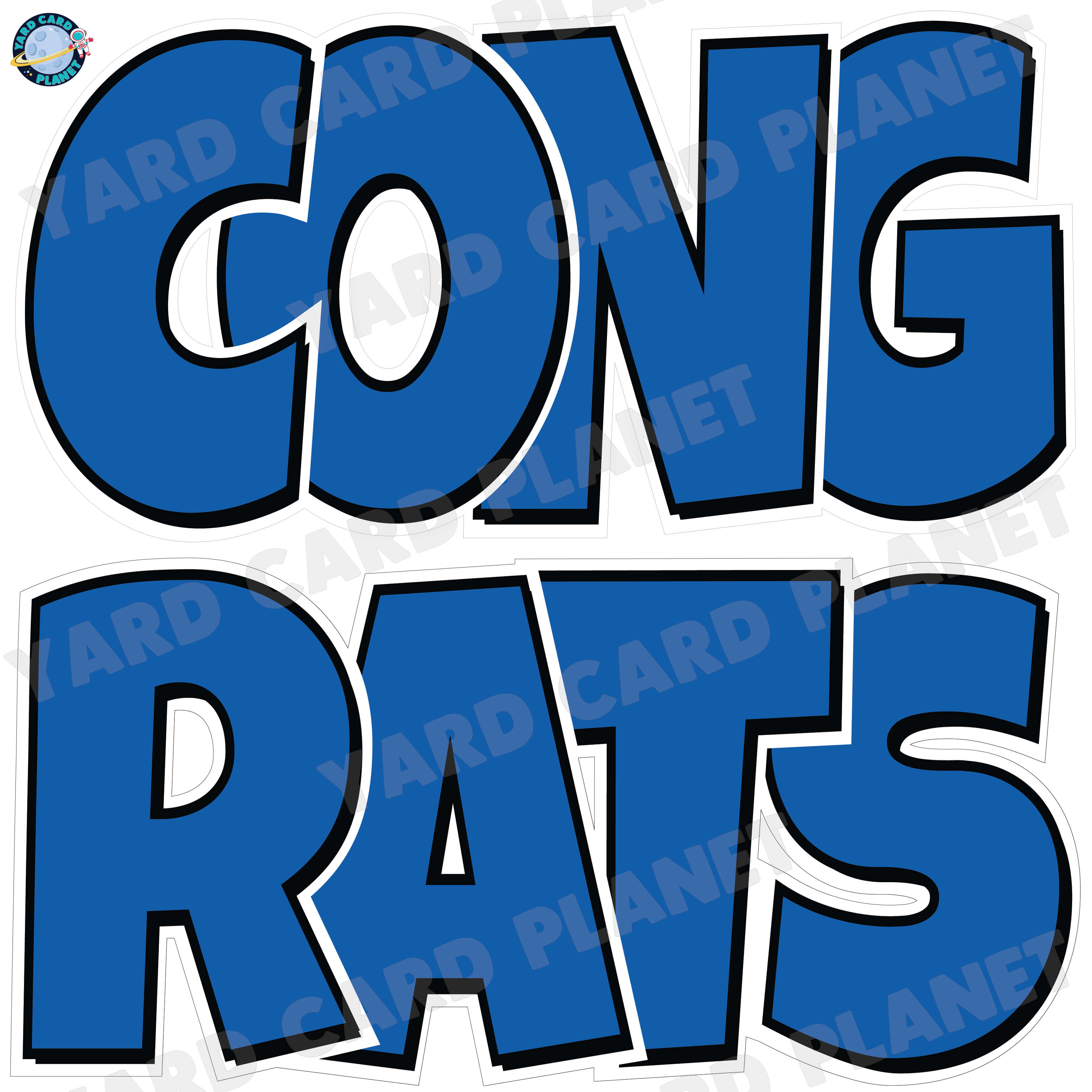 Large 23.5" Congrats Half Sheet Yard Card EZ Quick Sets in Luckiest Guy Font in Solid Colors - (Available in Multiple Colors)