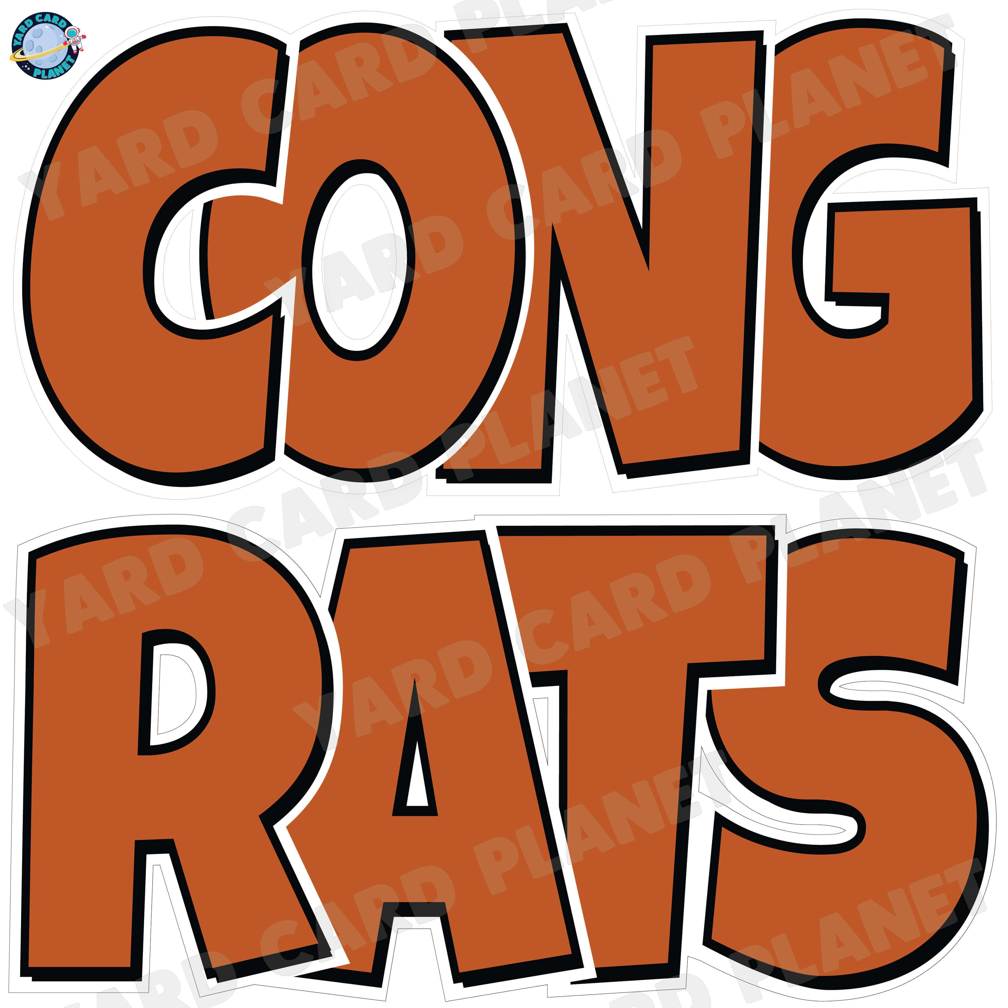 Large 23.5" Congrats Half Sheet Yard Card EZ Quick Sets in Luckiest Guy Font in Solid Colors - (Available in Multiple Colors)