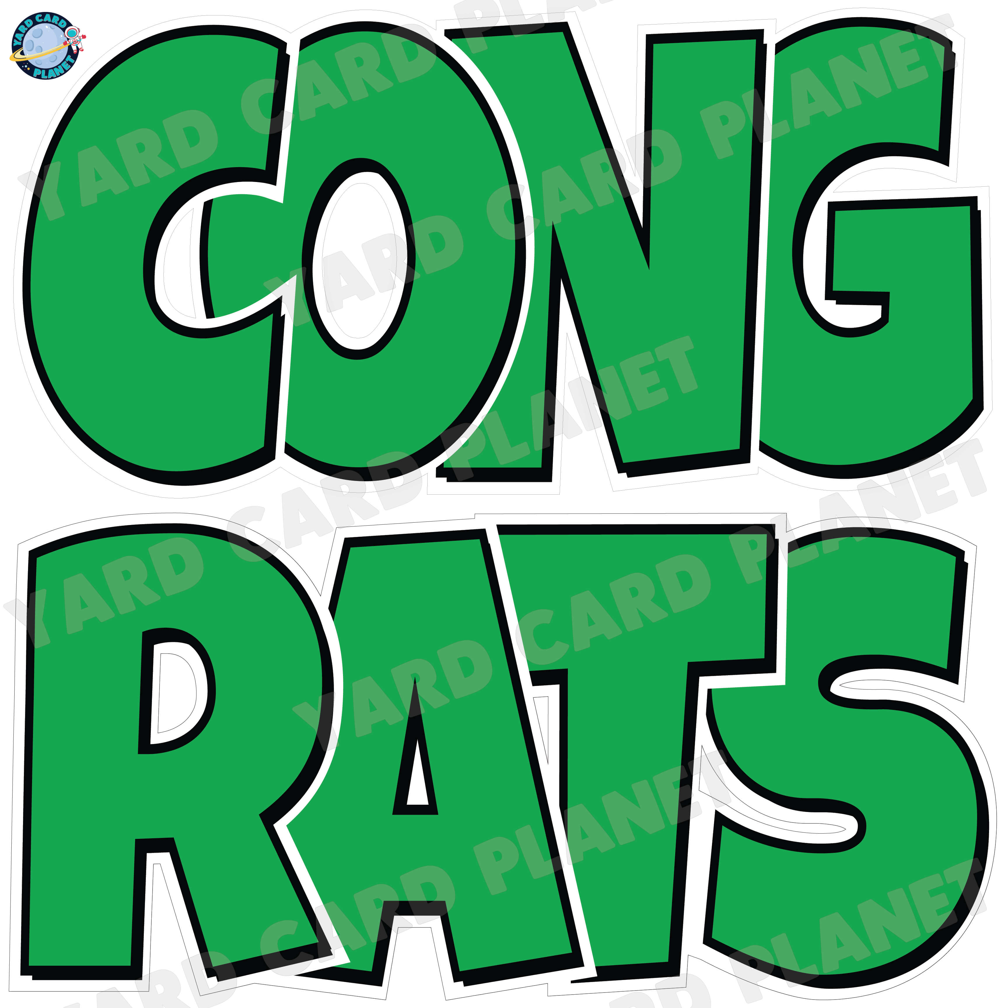 Large 23.5" Congrats Half Sheet Yard Card EZ Quick Sets in Luckiest Guy Font in Solid Colors - (Available in Multiple Colors)