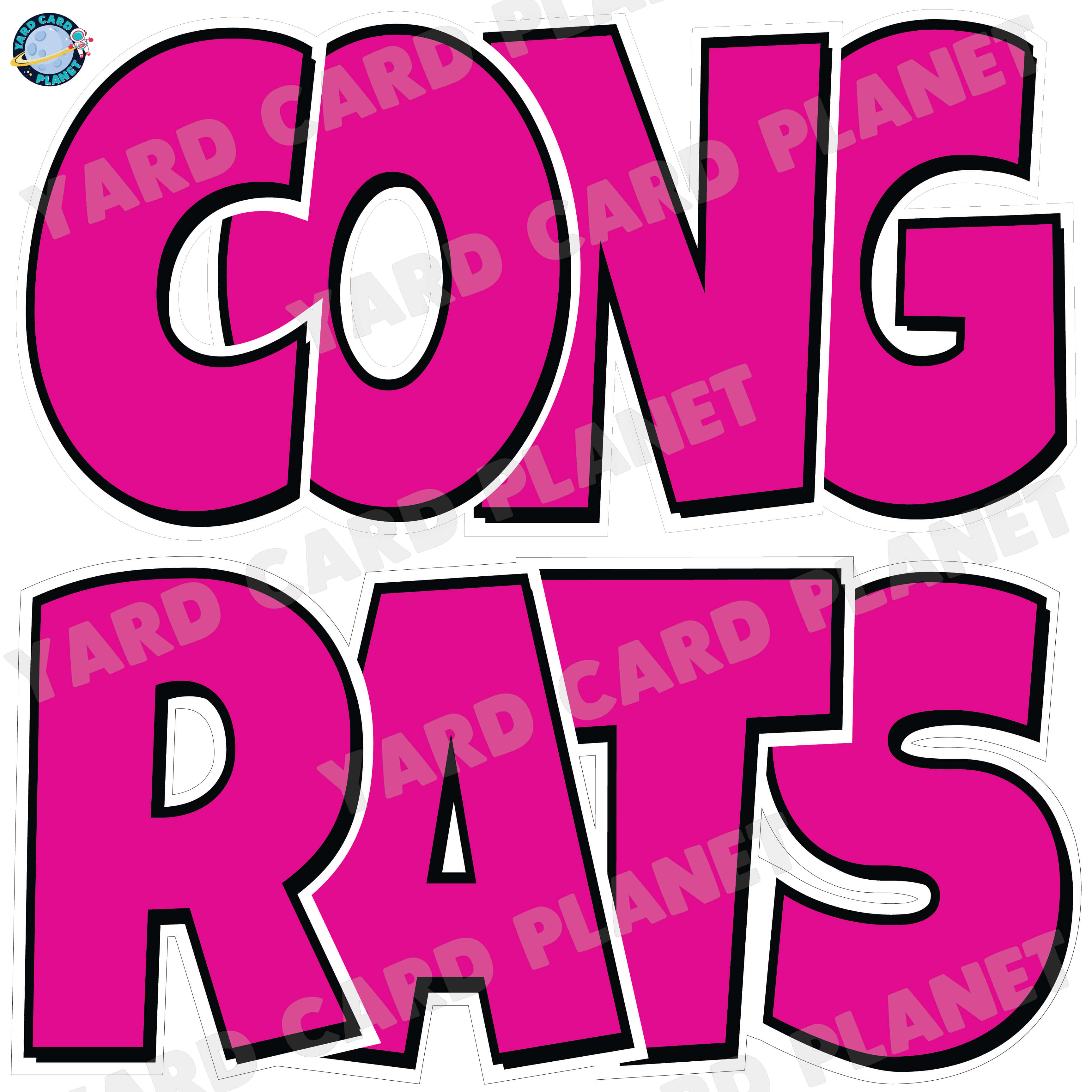 Large 23.5" Congrats Half Sheet Yard Card EZ Quick Sets in Luckiest Guy Font in Solid Colors - (Available in Multiple Colors)